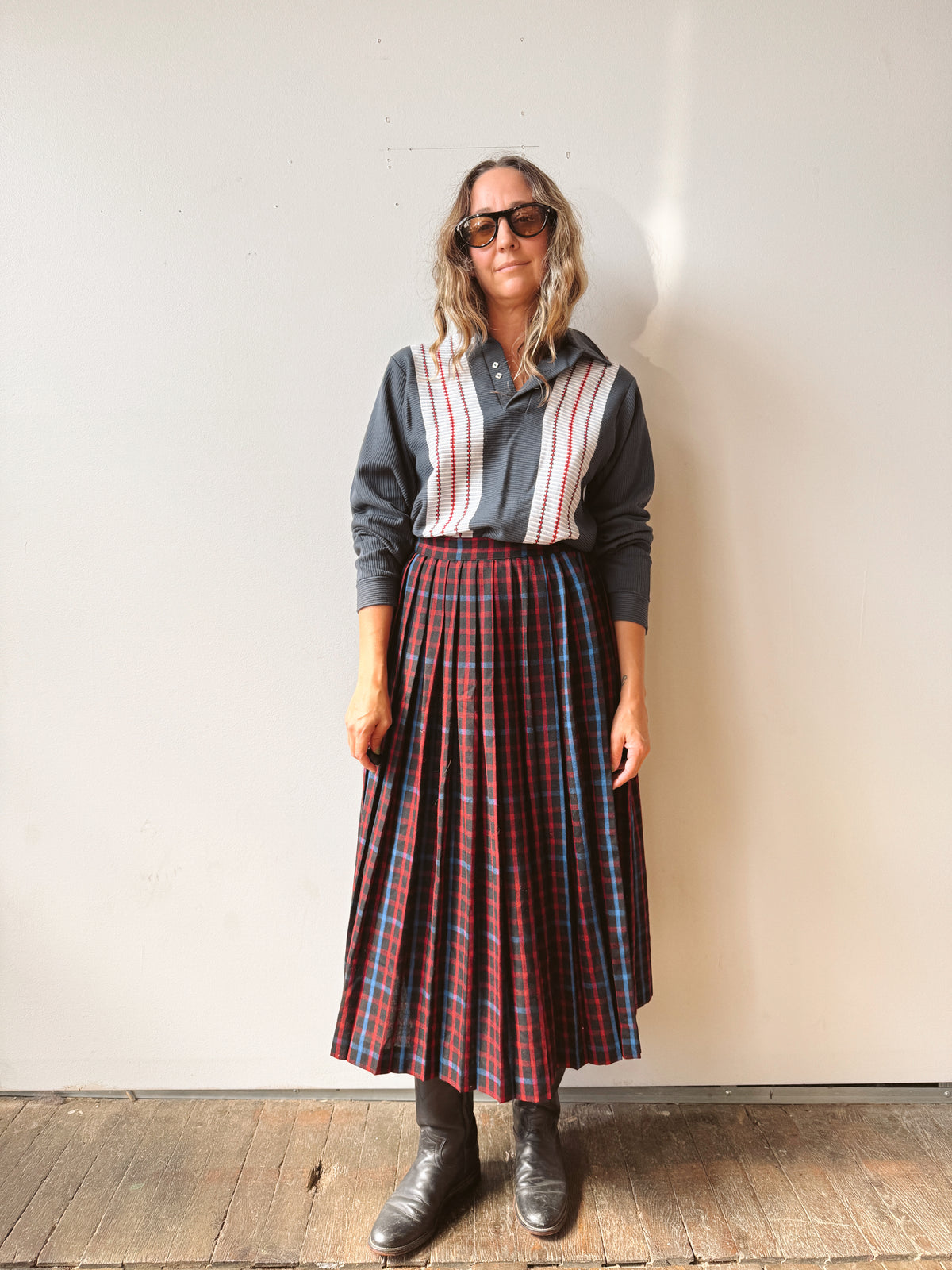 Campus 60s Striped Ribbed Knit Top (S)