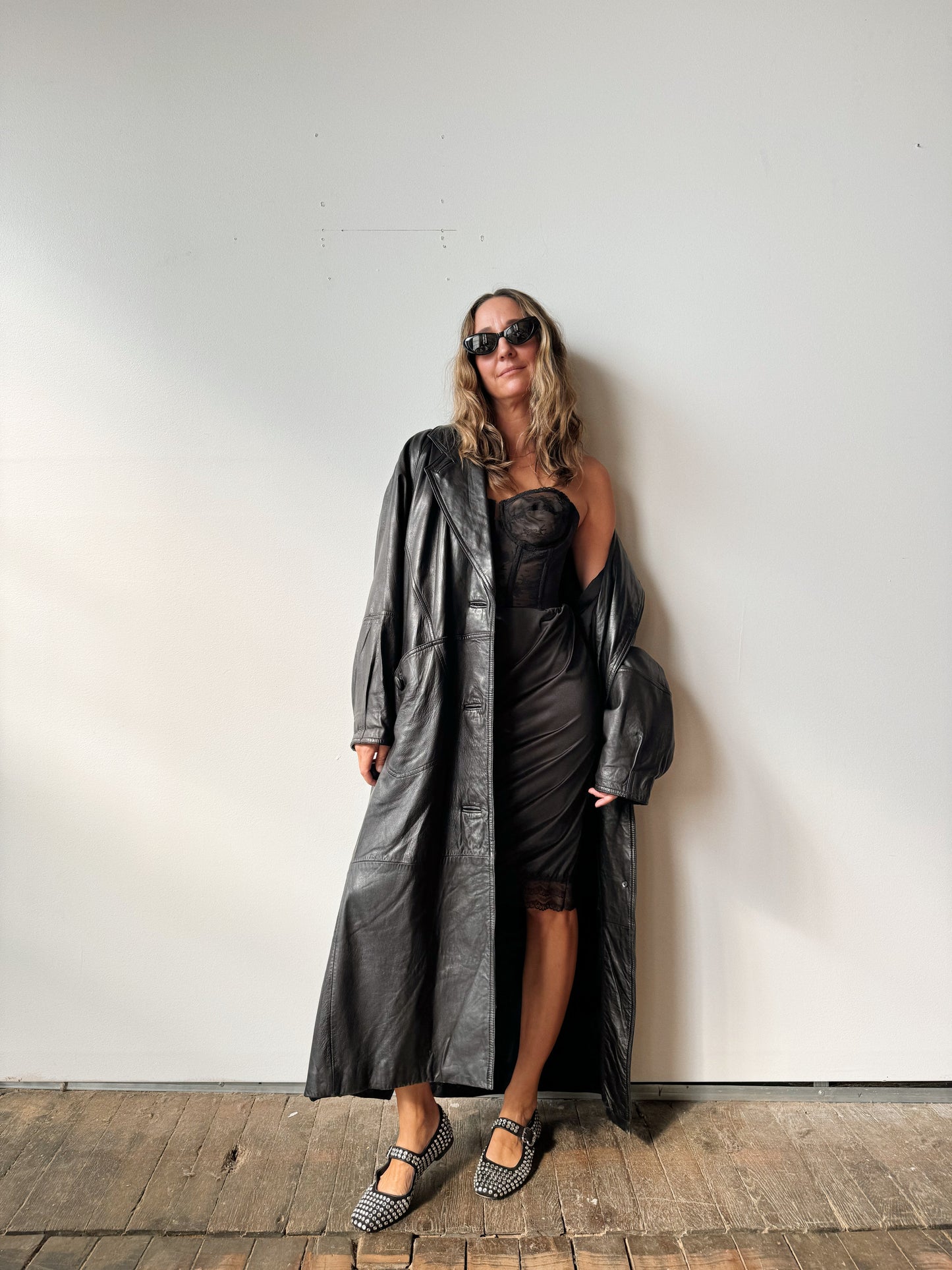 Leather 90s Oversize Trench (M)