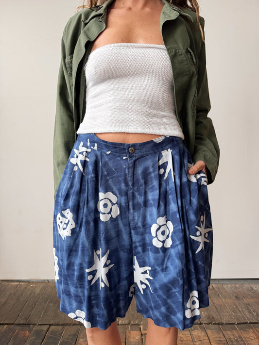 Russ Blue Tie-Dye Trouser Shorts (32")