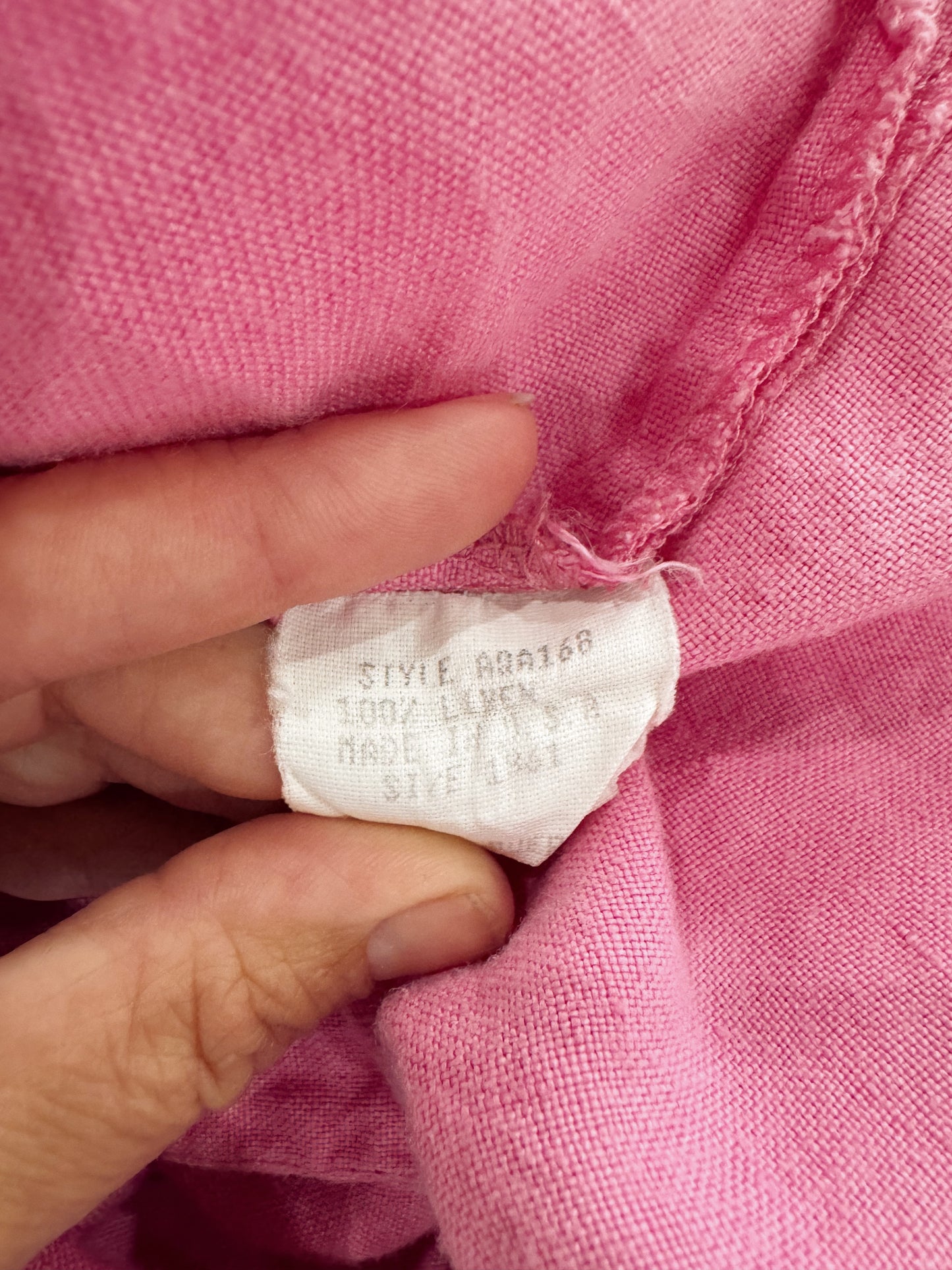 00s Flamingo Linen Button Blouse (L)