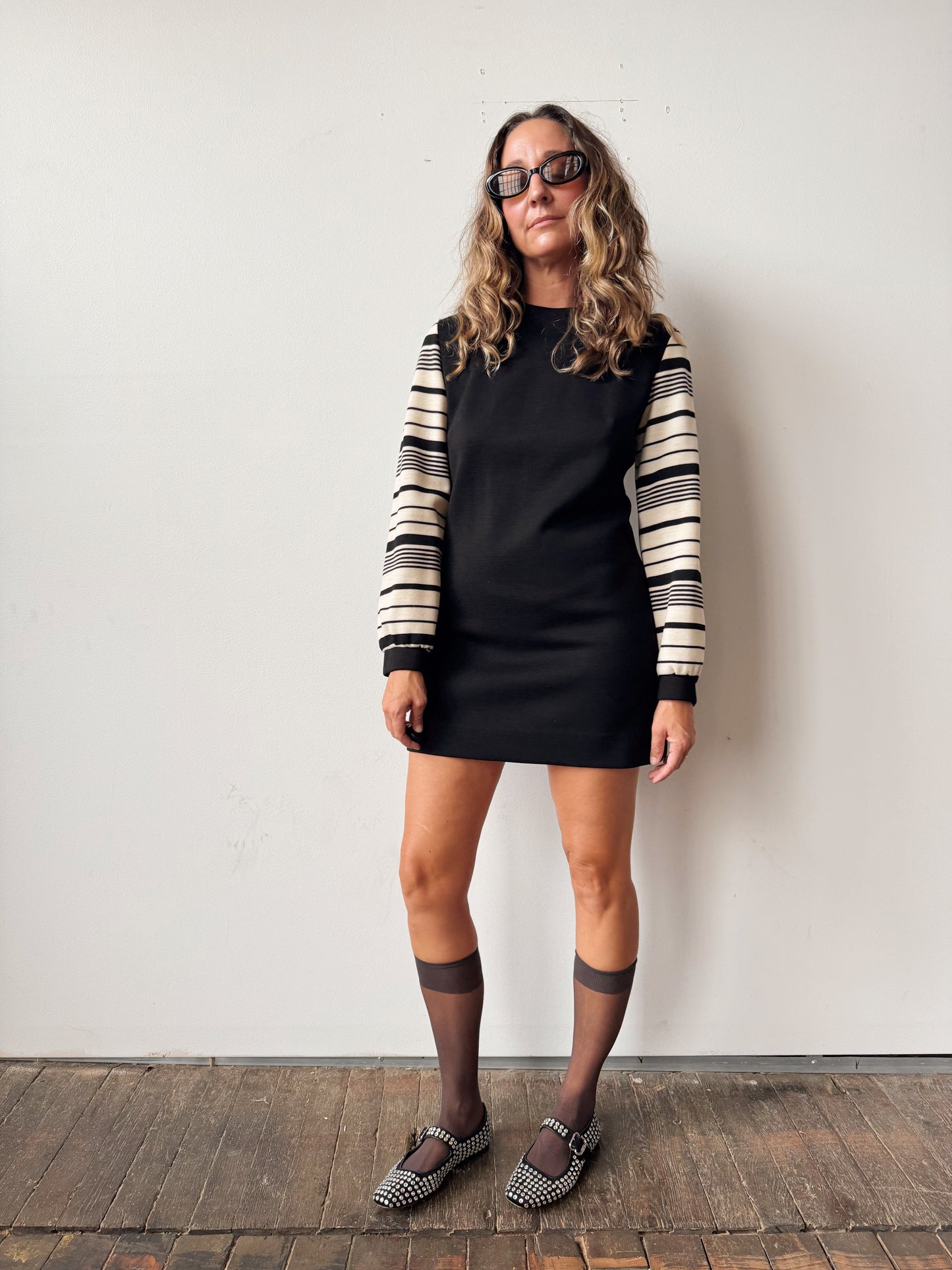 Bleeker Street 60s Striped Sleeve Mini Dress (S)