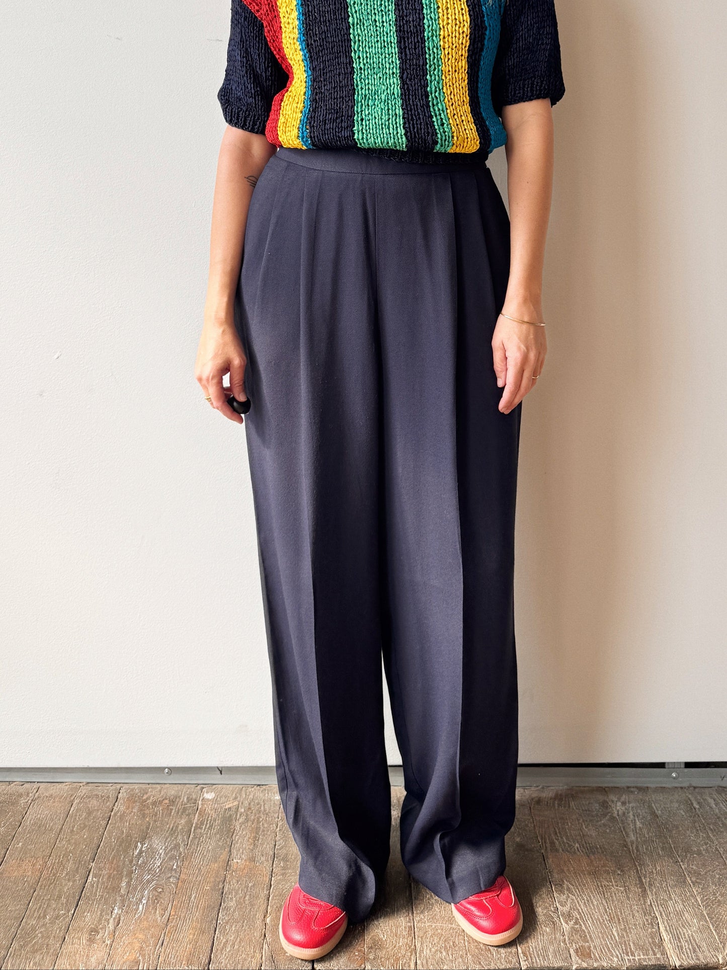 Navy 90s Wide Leg Trousuer Pant (29")