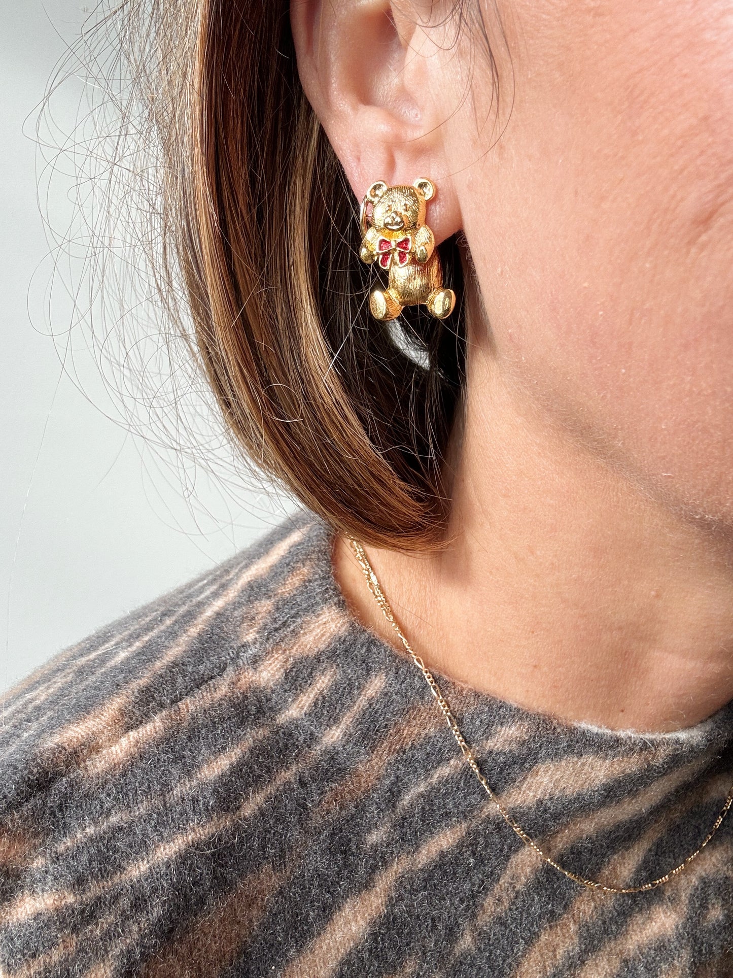 Christmas Bear Ear Jacket Earrings