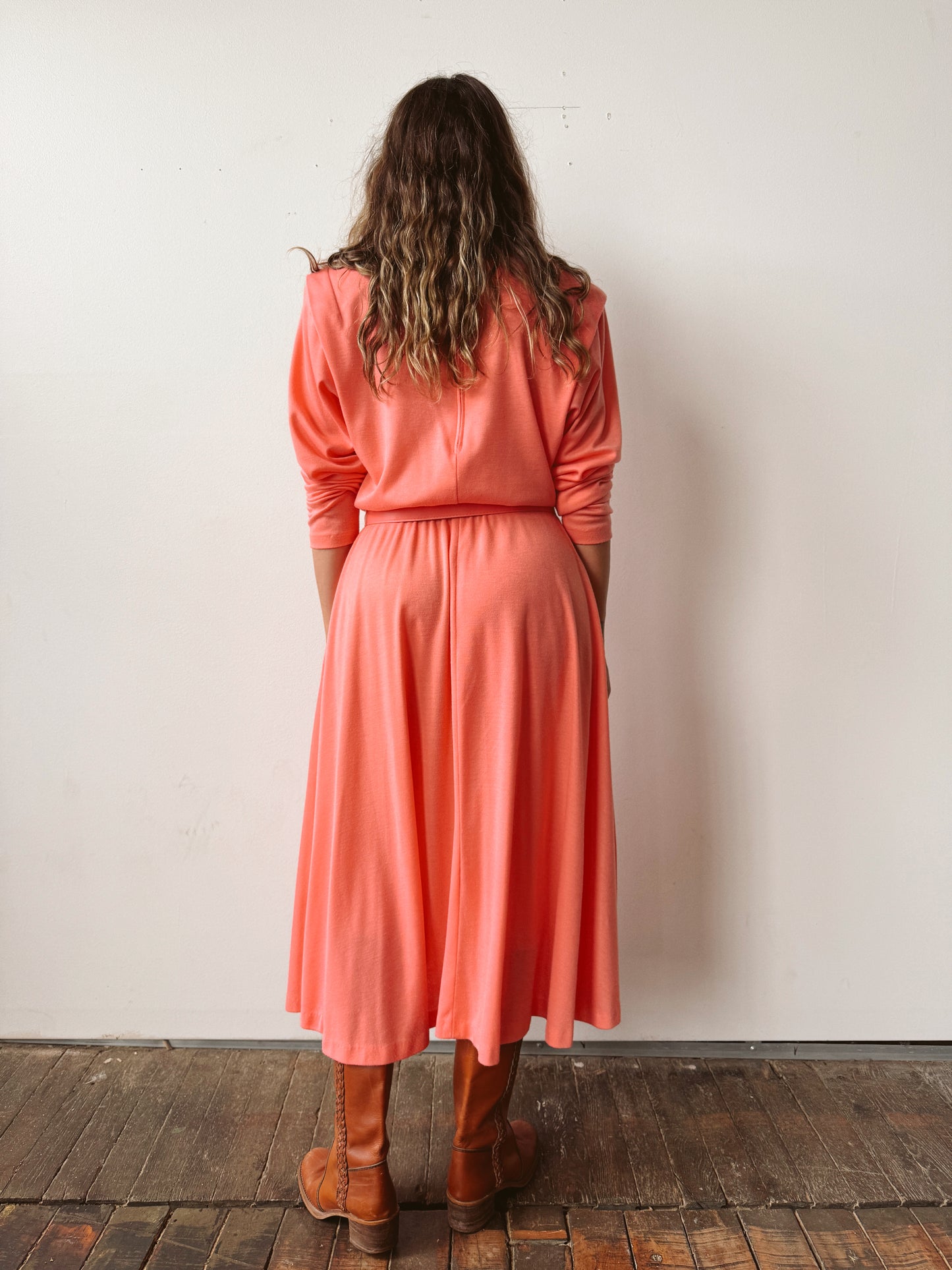 Coral Dolman Sleeve Dress with Belt (M)