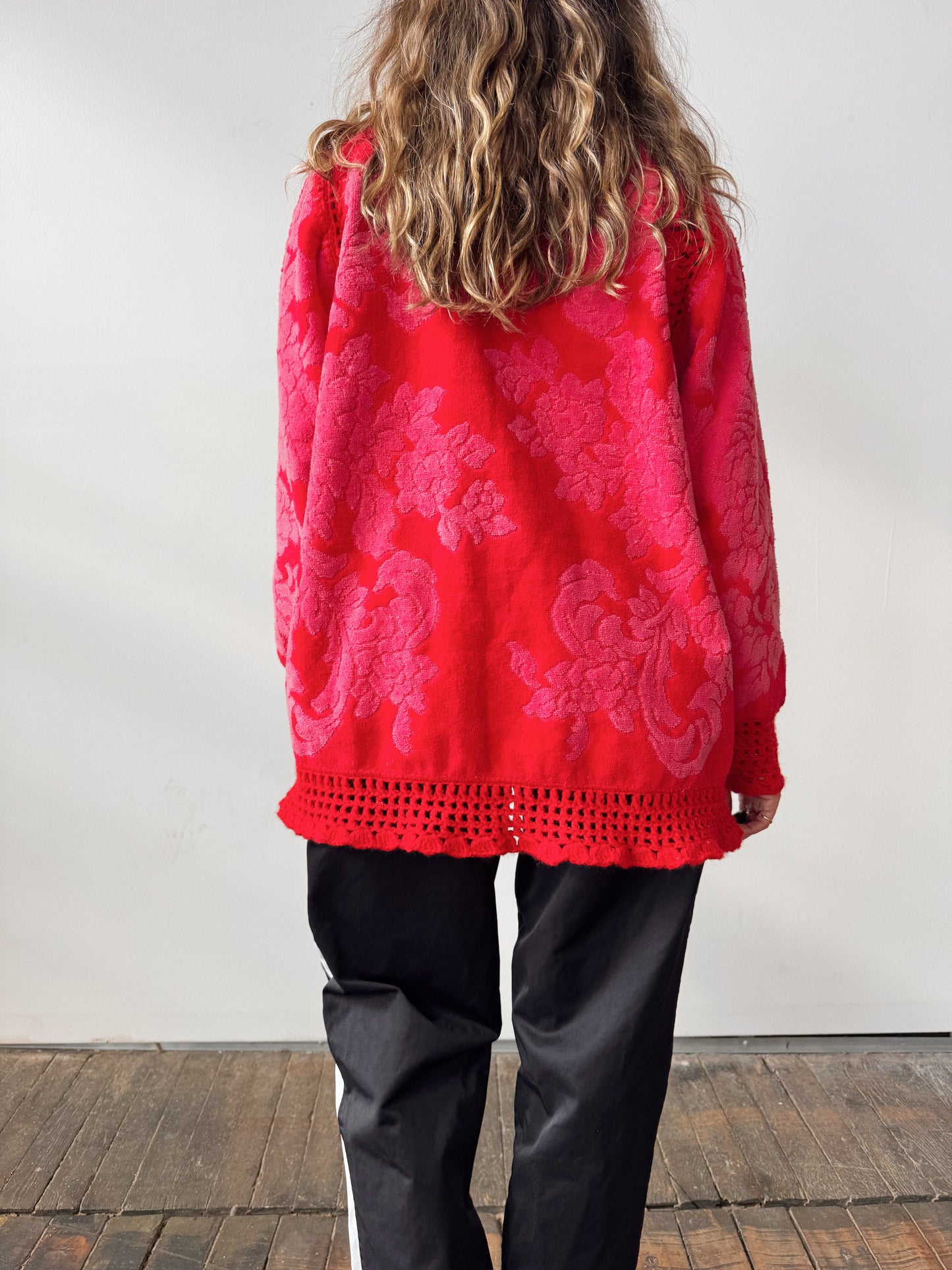 70s Reworked Towel and Crochet Cardigan (M)