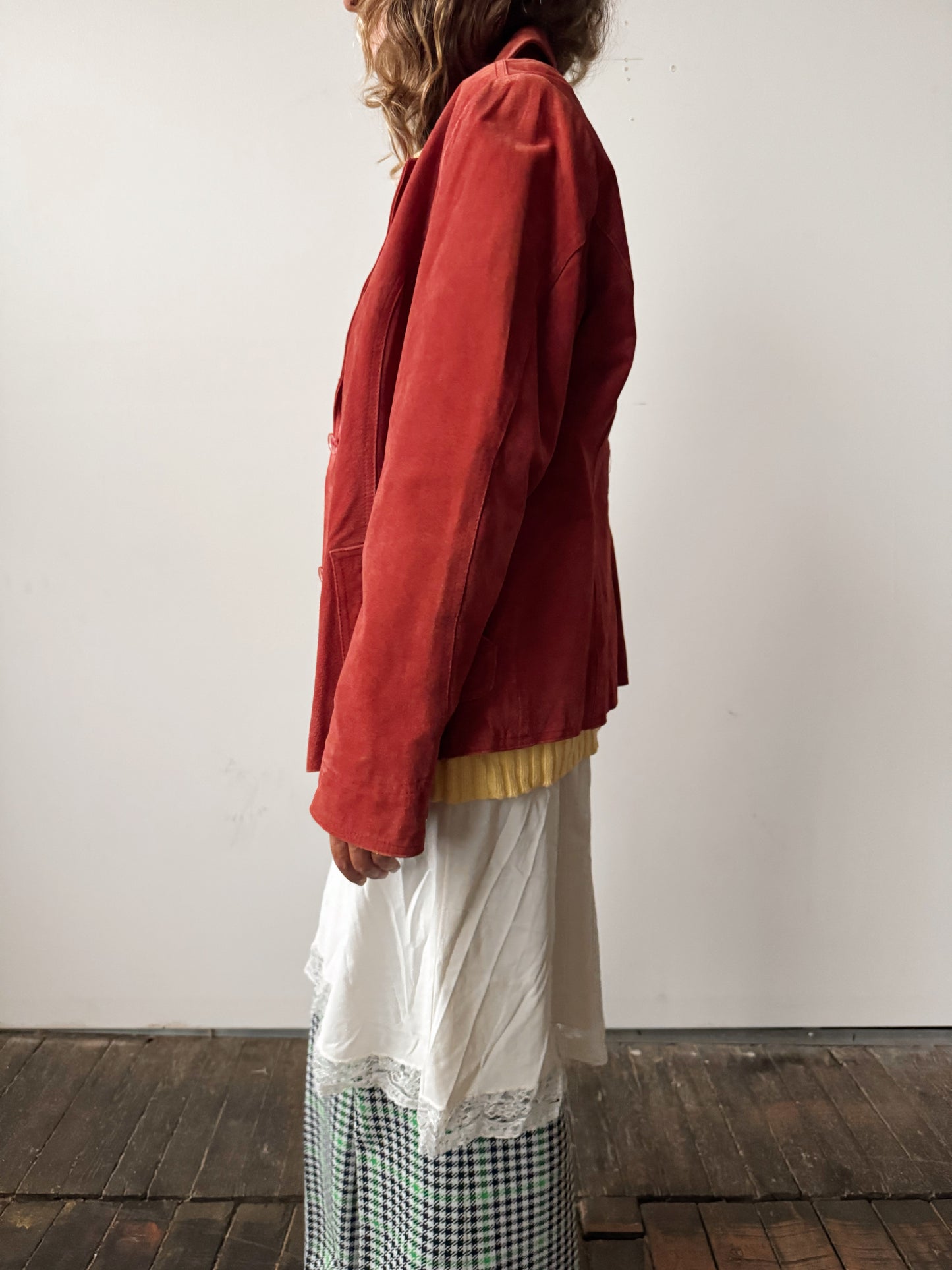 Suede 90s Burnt Orange Blazer (L)