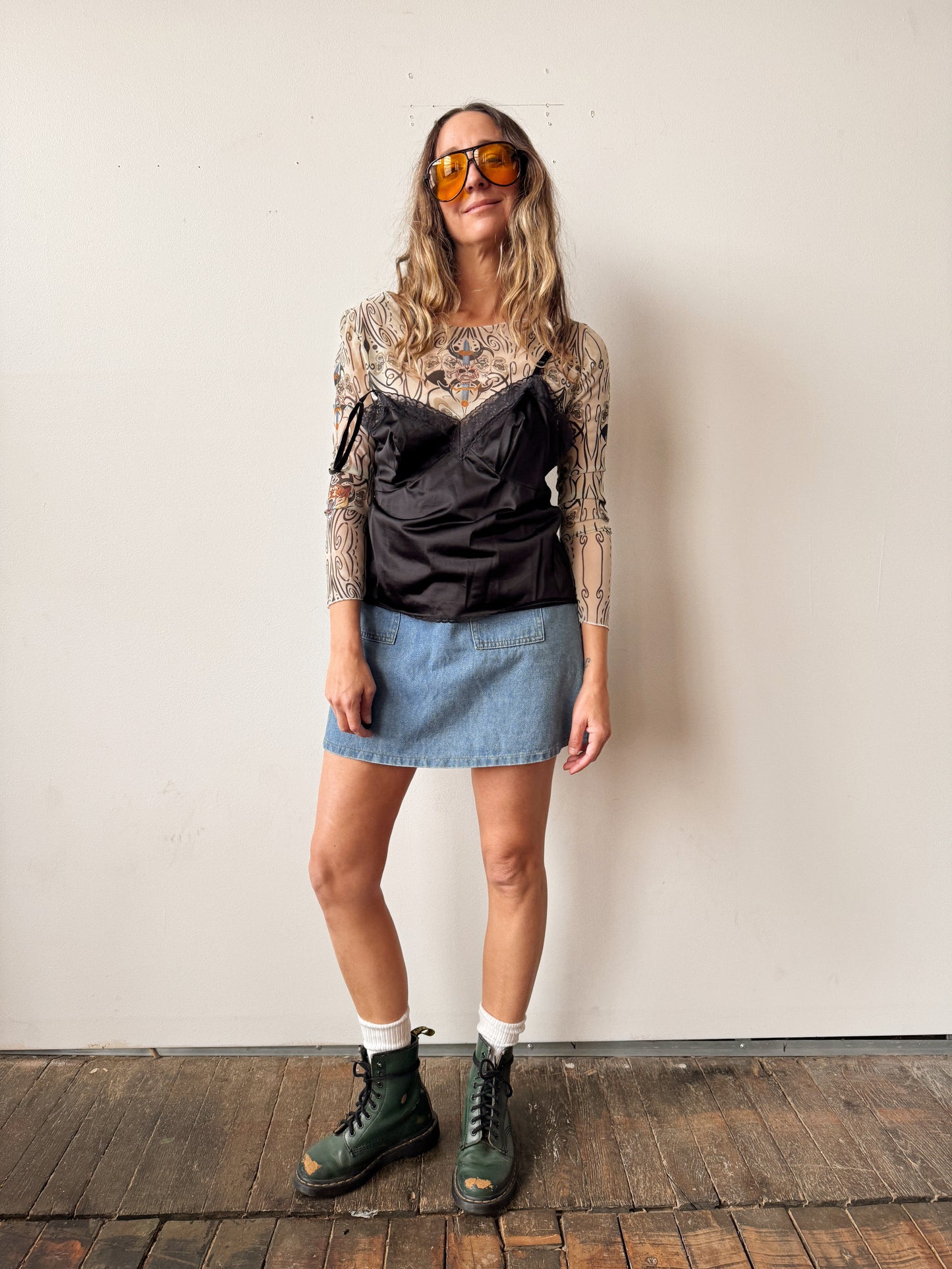 Black 90s Nylon Slip Camisole