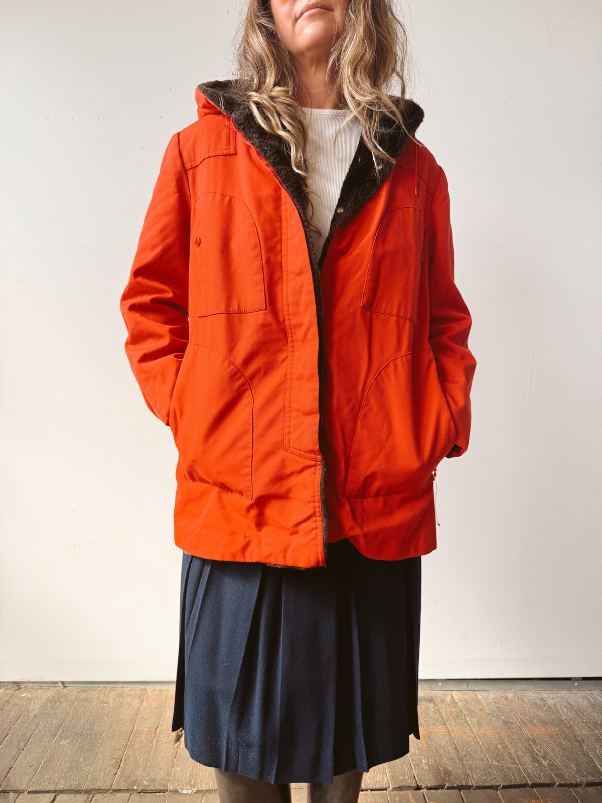 Japan 70s Canvas Jacket with Faux Fur Lining (M)