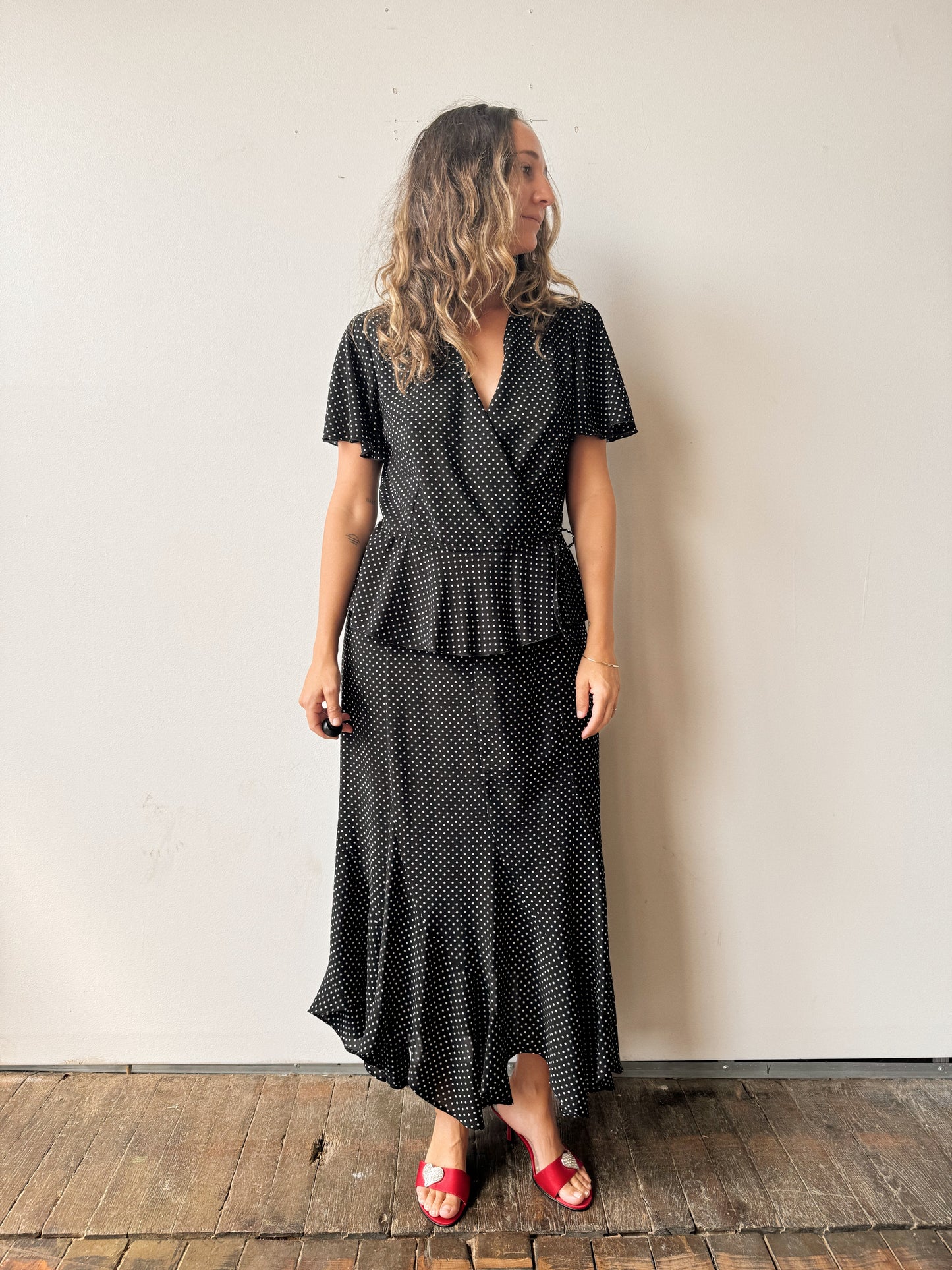 Dotted Two-Piece Ruffle Set (S/M)