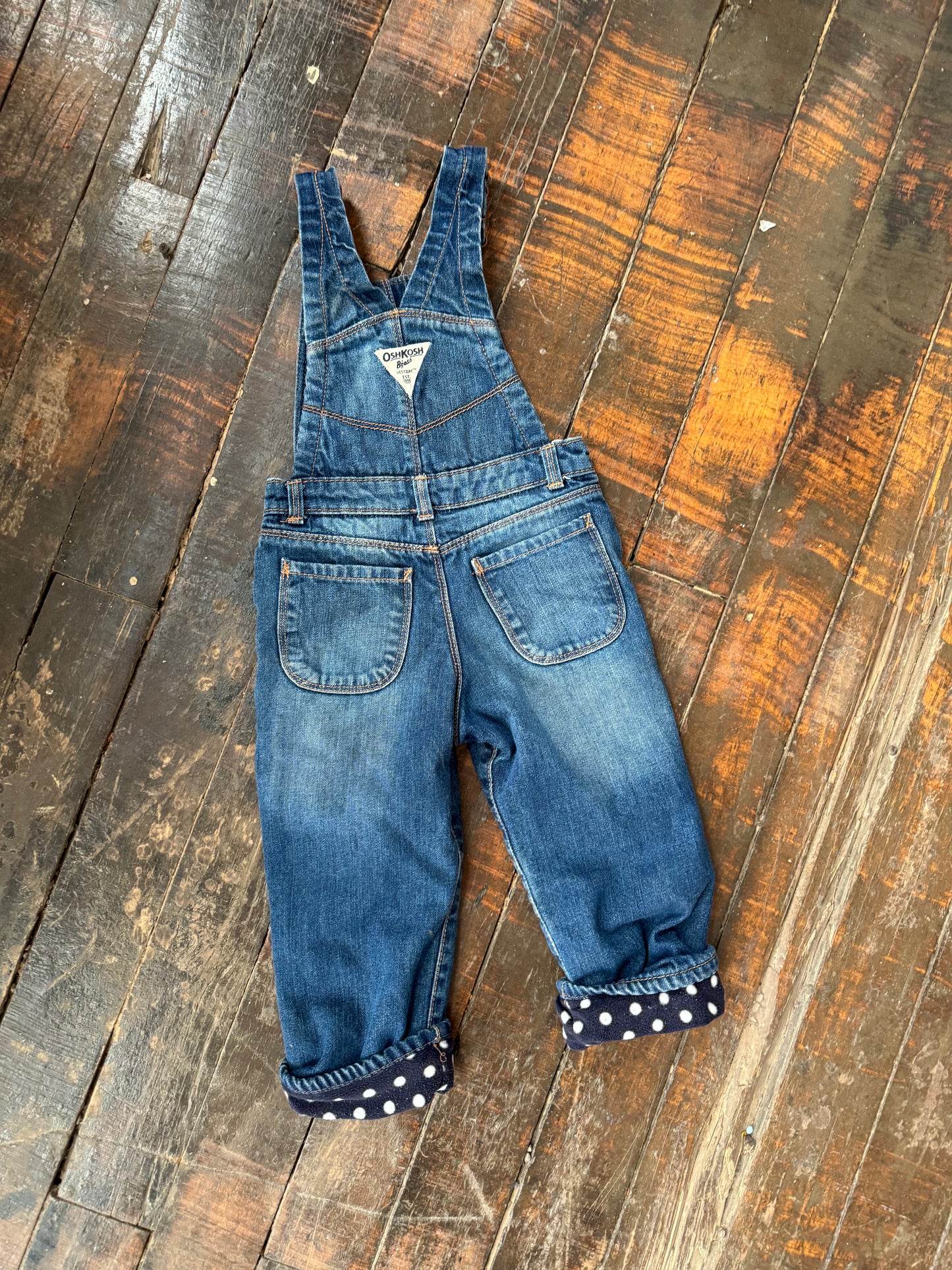 Oshkosh Fleece-Lined Denim Overalls (2T)