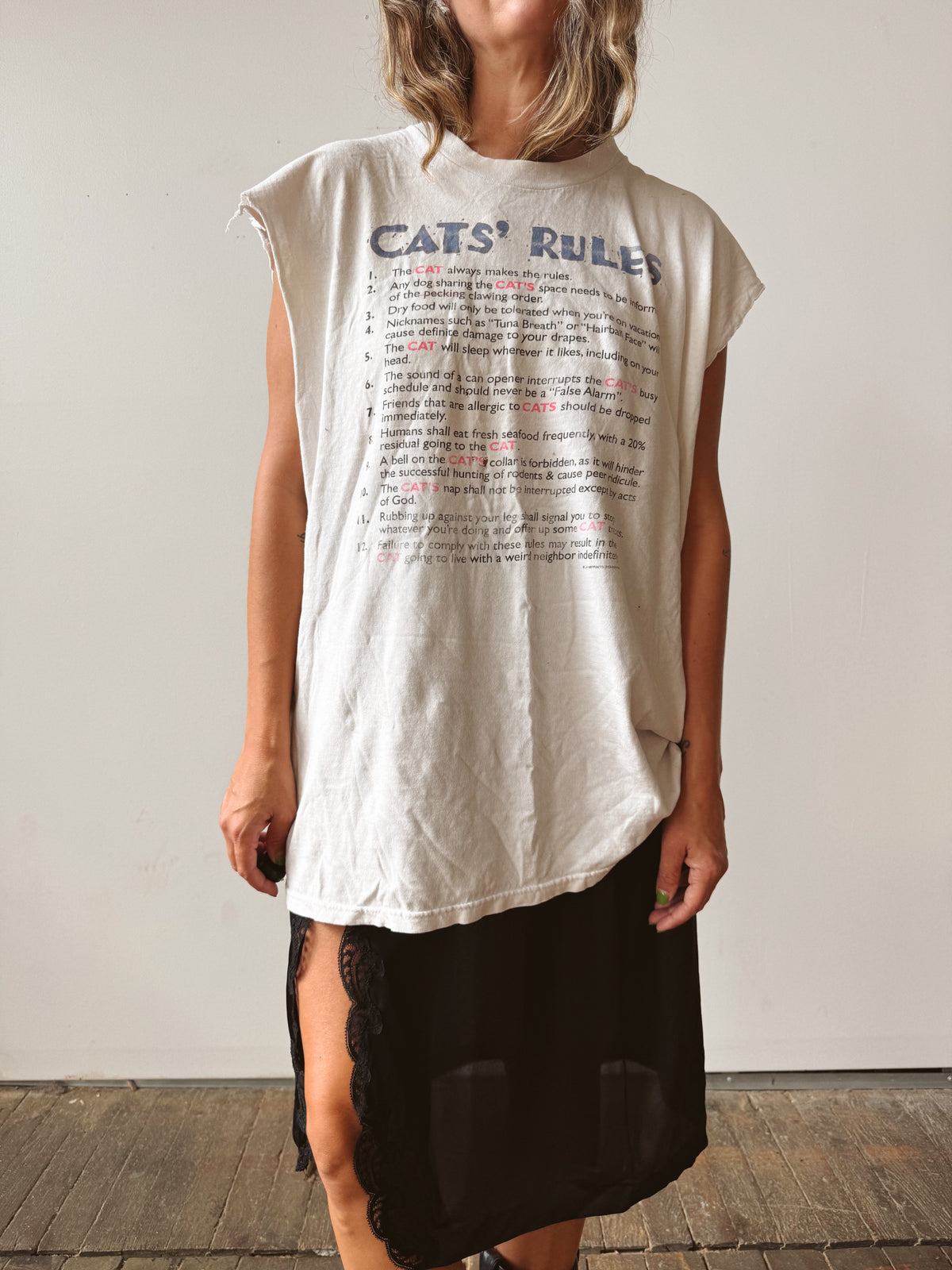 Cat's Rules 90s Sleeveless T-Shirt (XL)