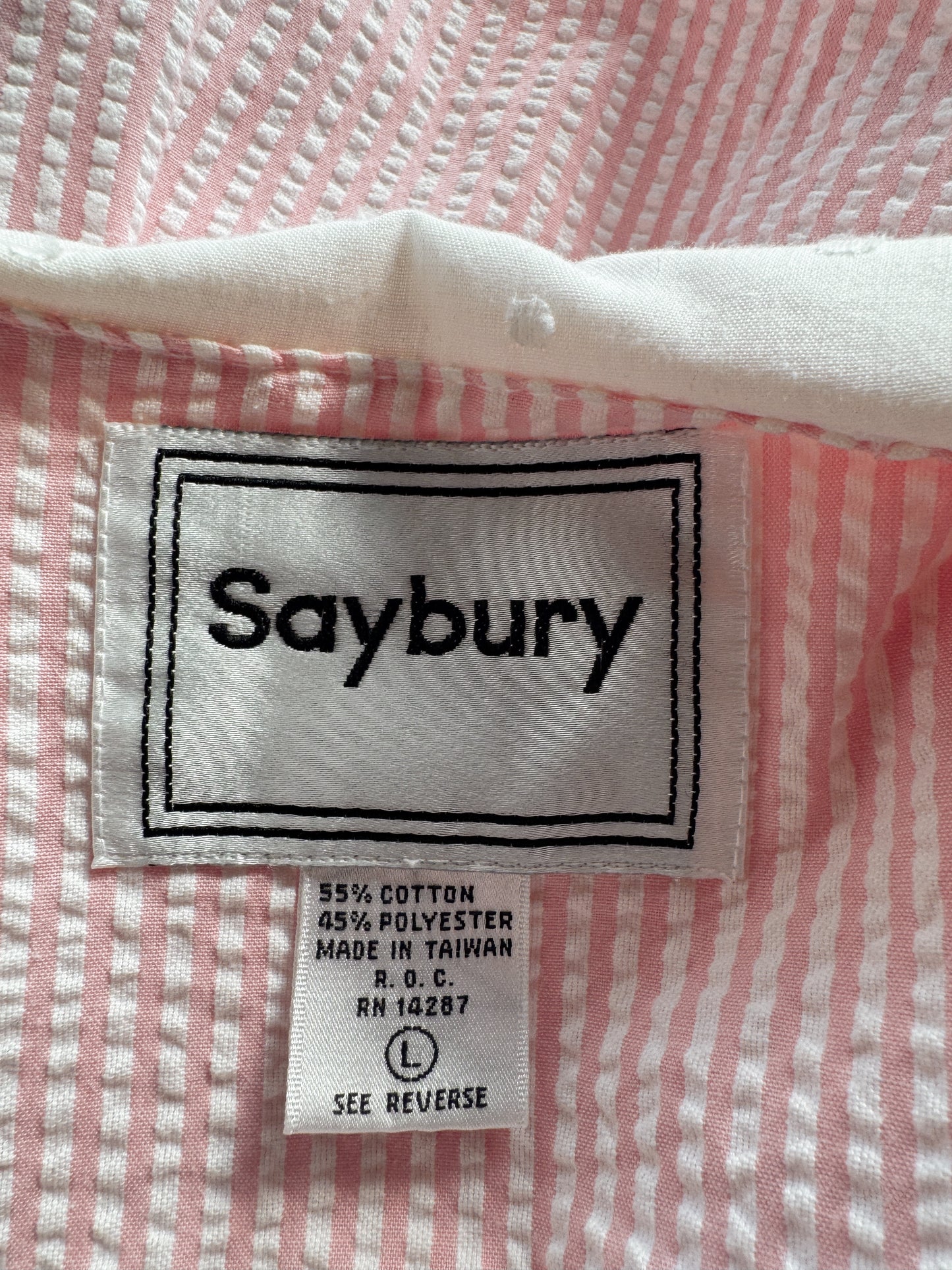 Seersucker Pink Cottage Robe (L)