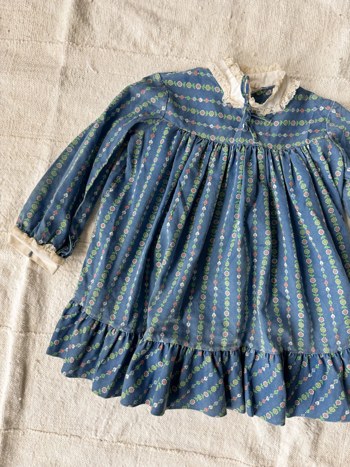 70s Prairie Heart and Flower Print Dress (3T)