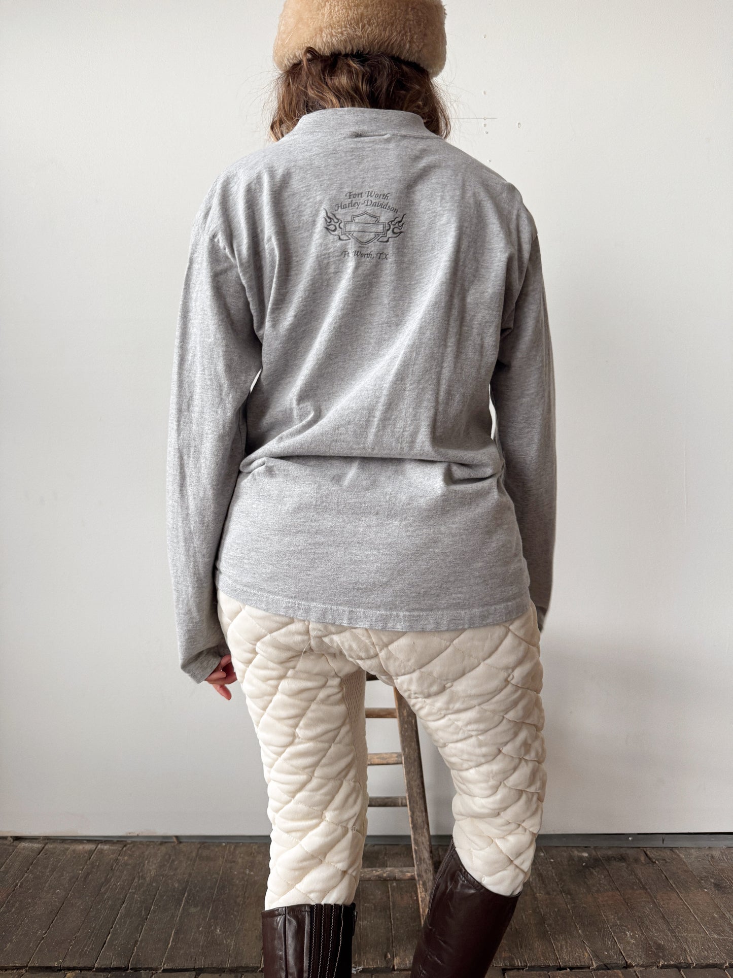 Harley Flocked Logo Mock Neck Longsleeve T-Shirt (L)