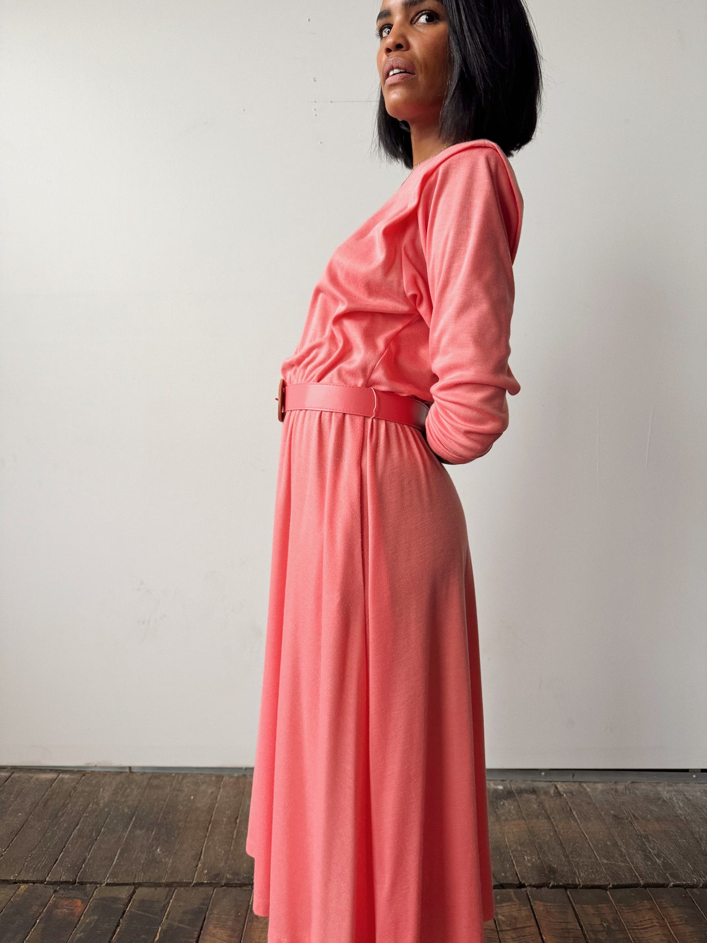 Coral Dolamn Sleeve Dress with Belt (M)