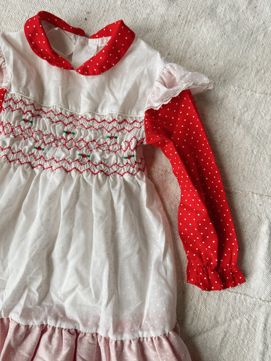 Hand Smocked Christmas 70s Dress (3T)