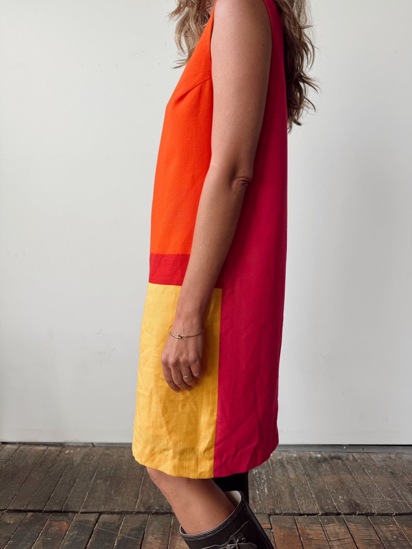 The Limited Linen Colorblock 90s Sleeveless Dress (L)