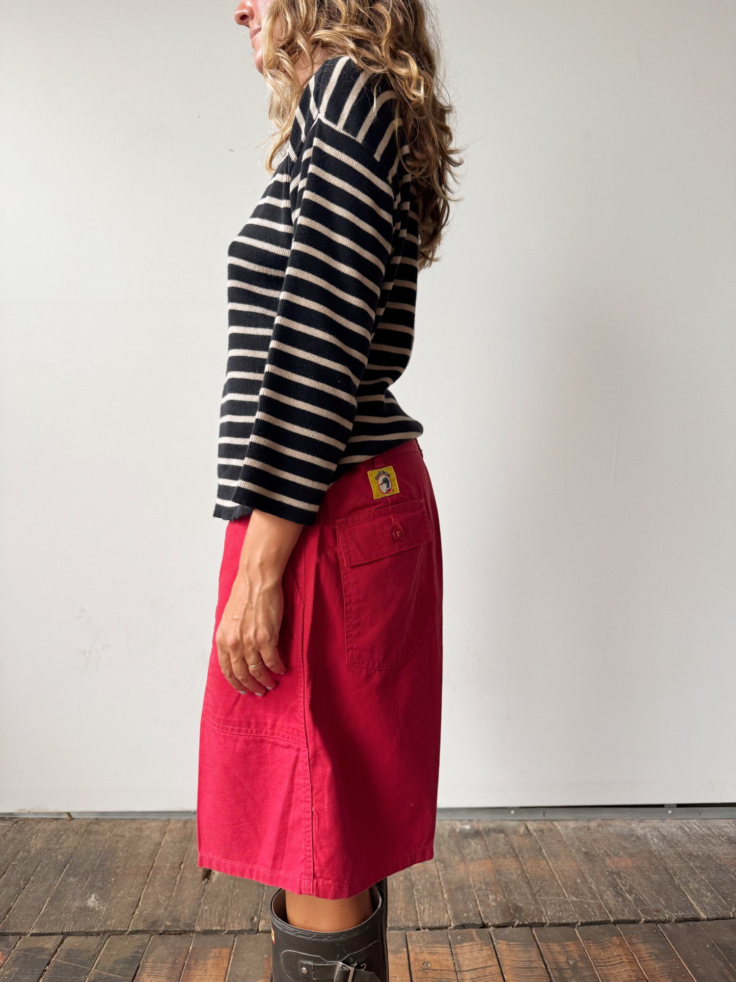 Knit Cotton Striped Boat Sweater (M)