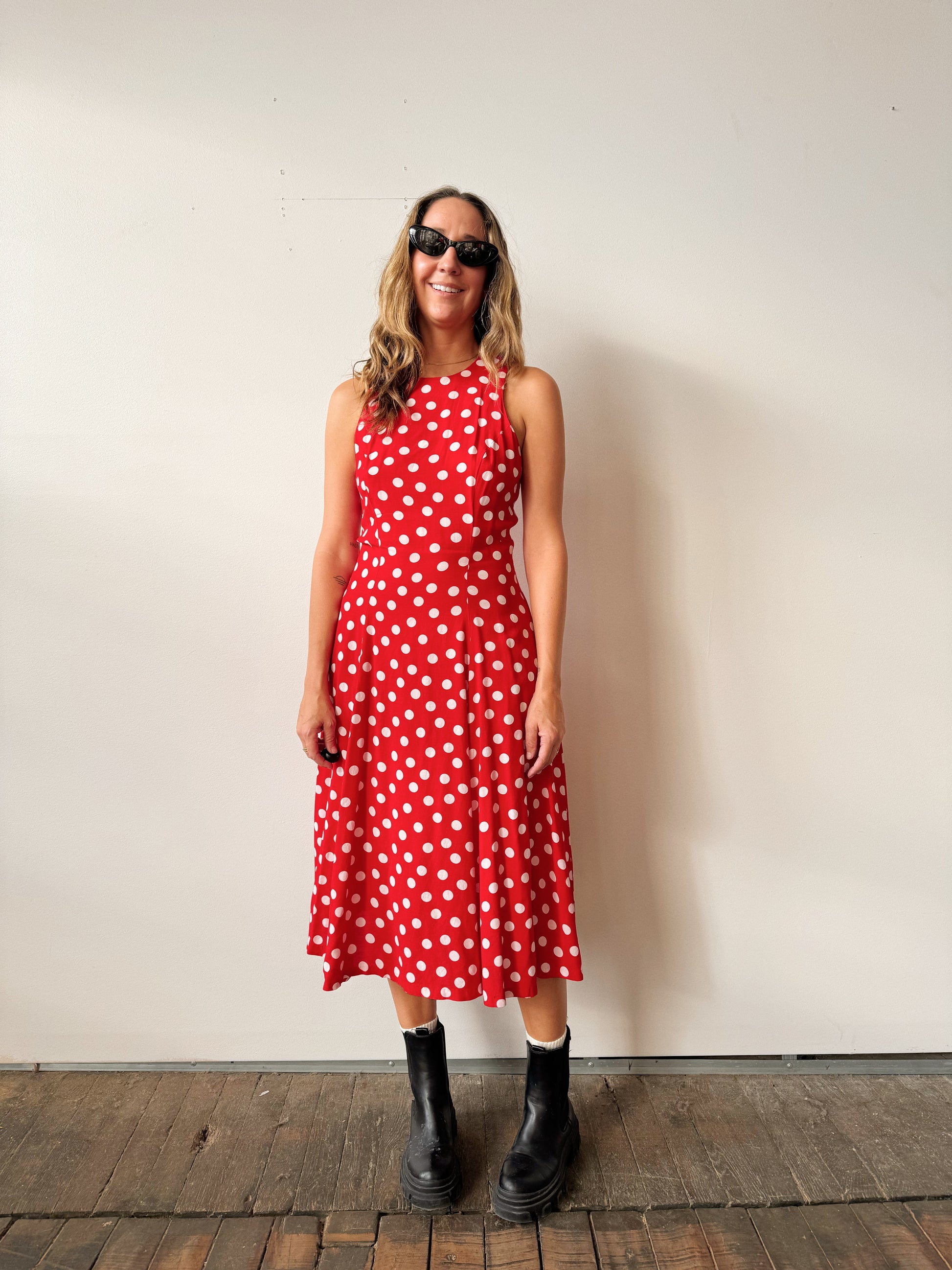 Roberta 90s Red Polka Dot Dress (M) dry vtg and Roberta 90s Red Polka Dot Dress (M) dry vtg and