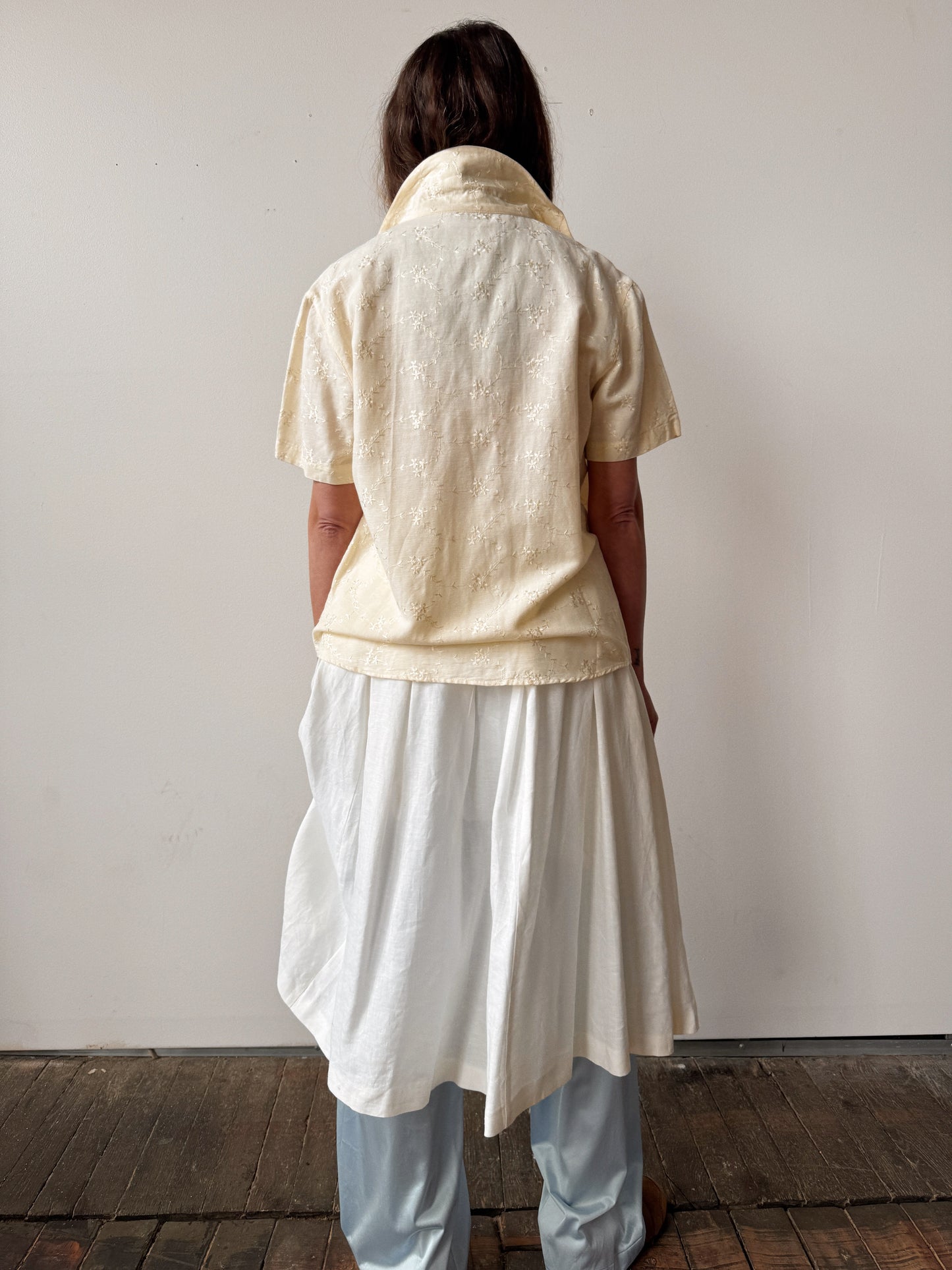 Butter Yellow Eyelet Summer Shirt (S)