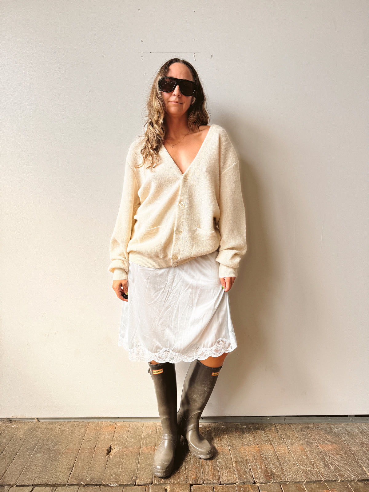 Cream Oversize 80s Tuttle Cardigan (M)