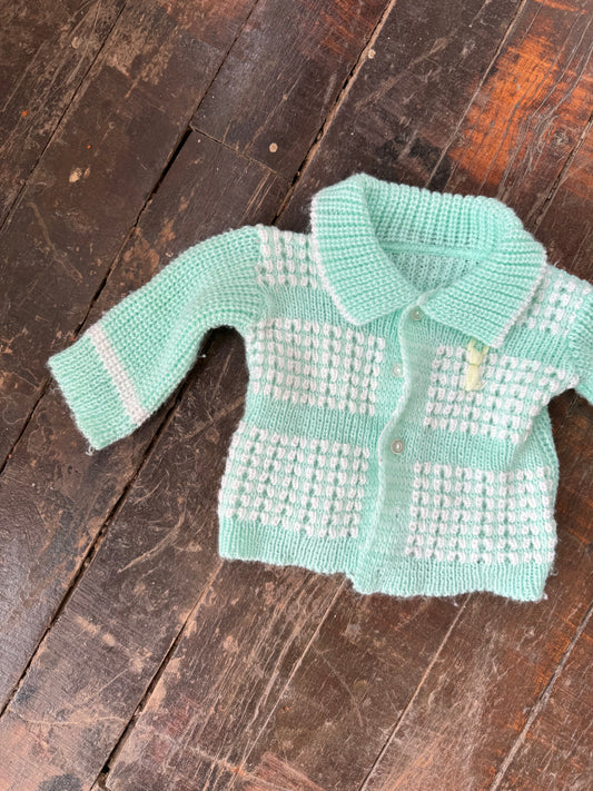 70s Hand-Knitted Seaform Bunny Cardigan (3mths)