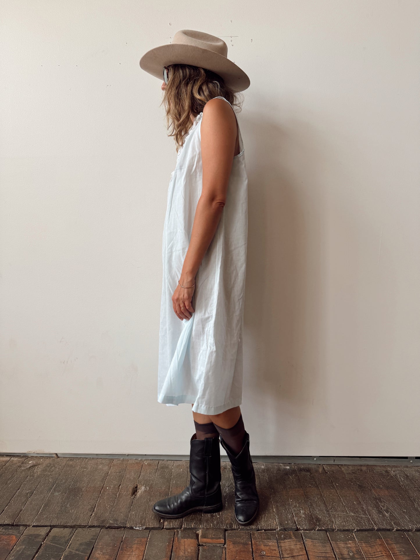 Cotton 90s Eyelet Sleep Slip Dress (M)