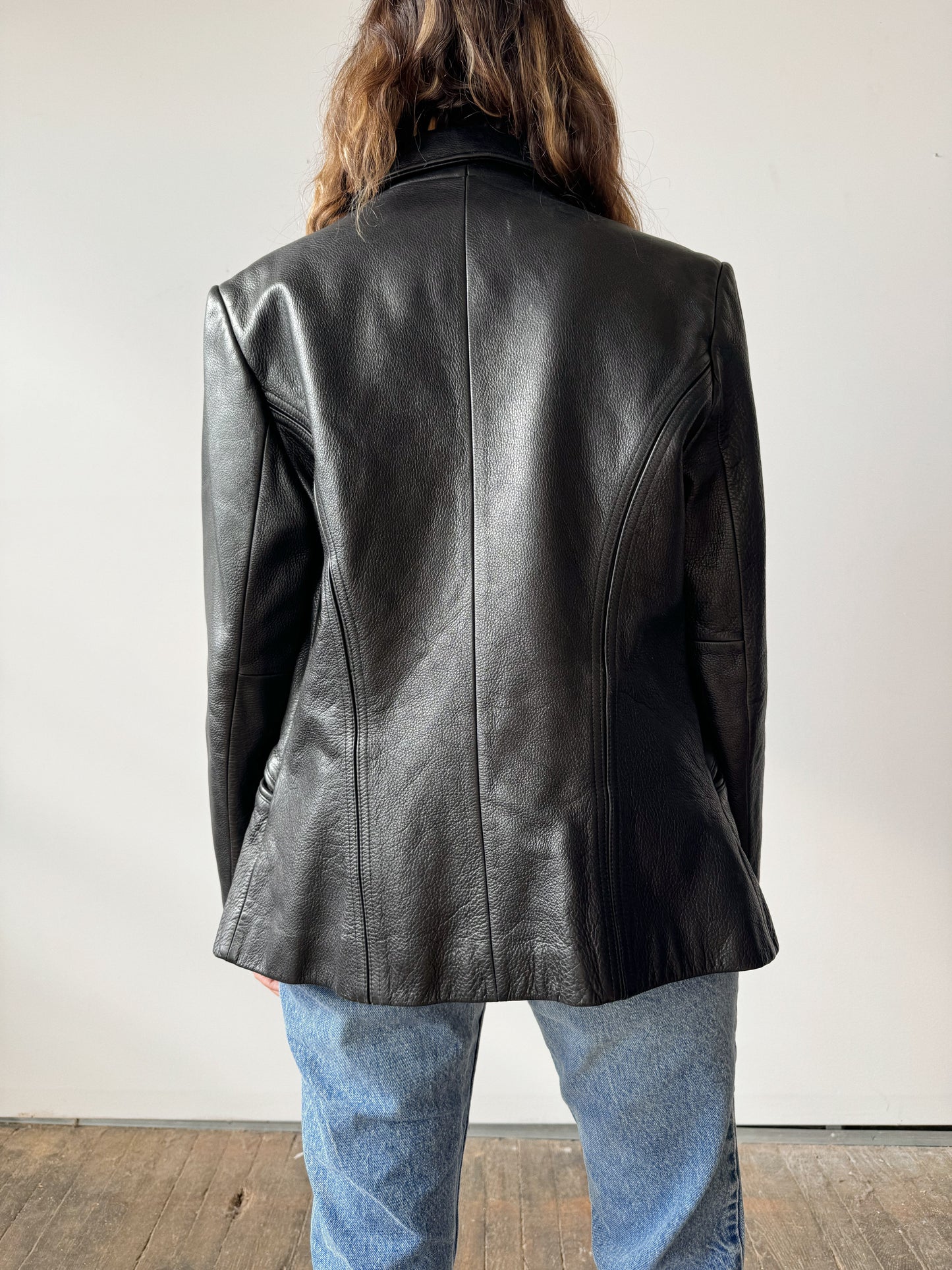 Minimalist Leather Zip Jacket (M)