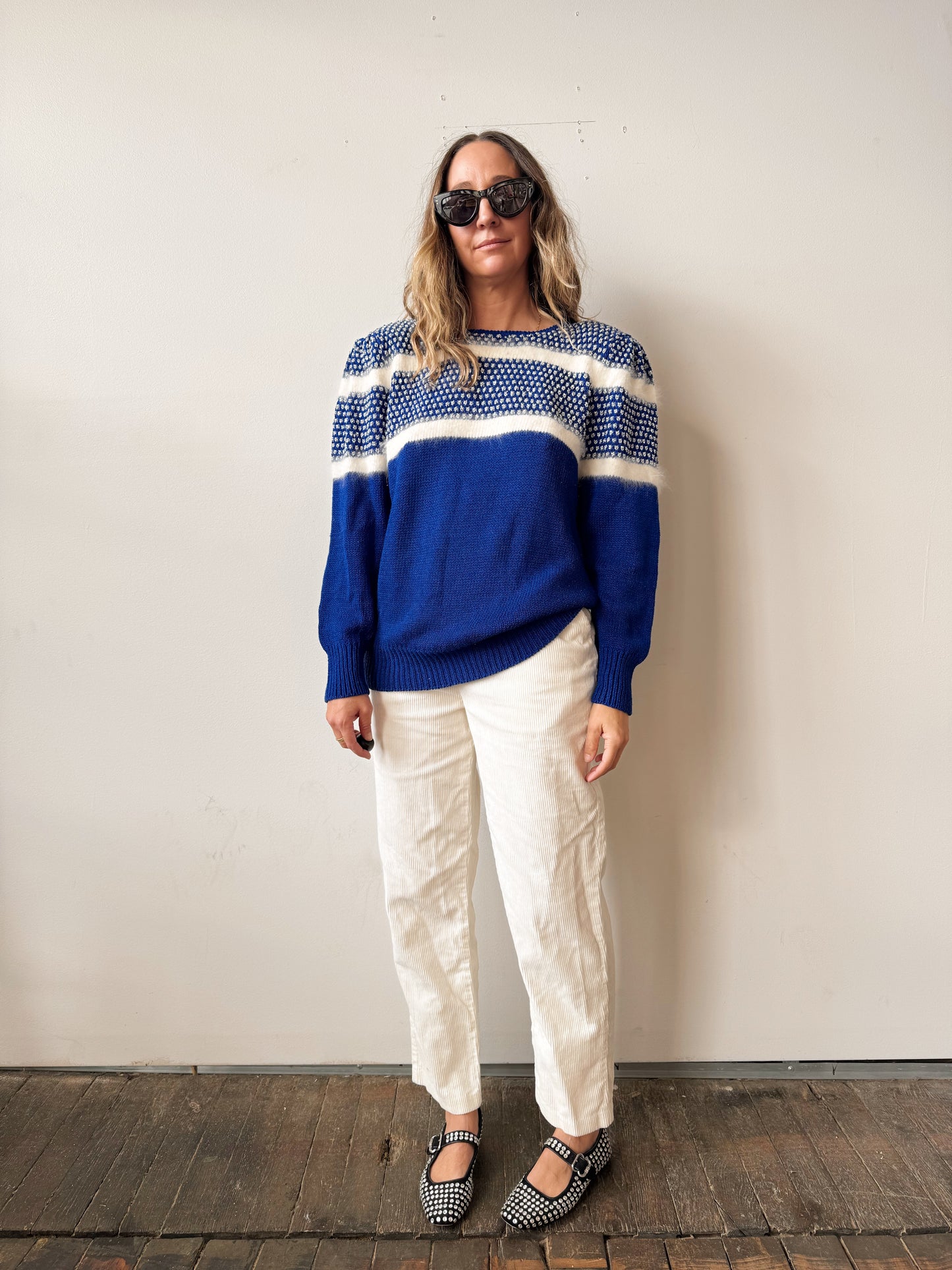 Blue and Silver 90s Knit Sweater (L)