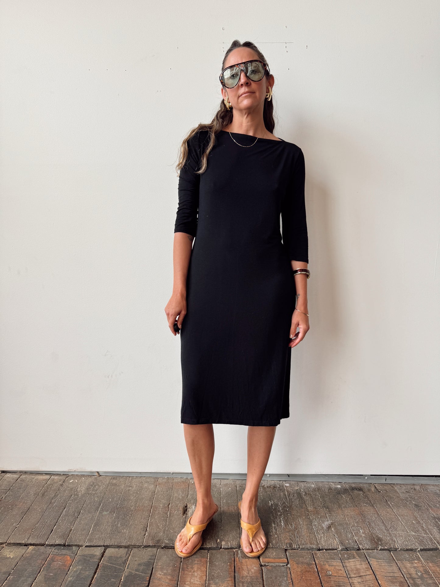 Donna Karan Made in Italy Knit Stretch Dress (L)