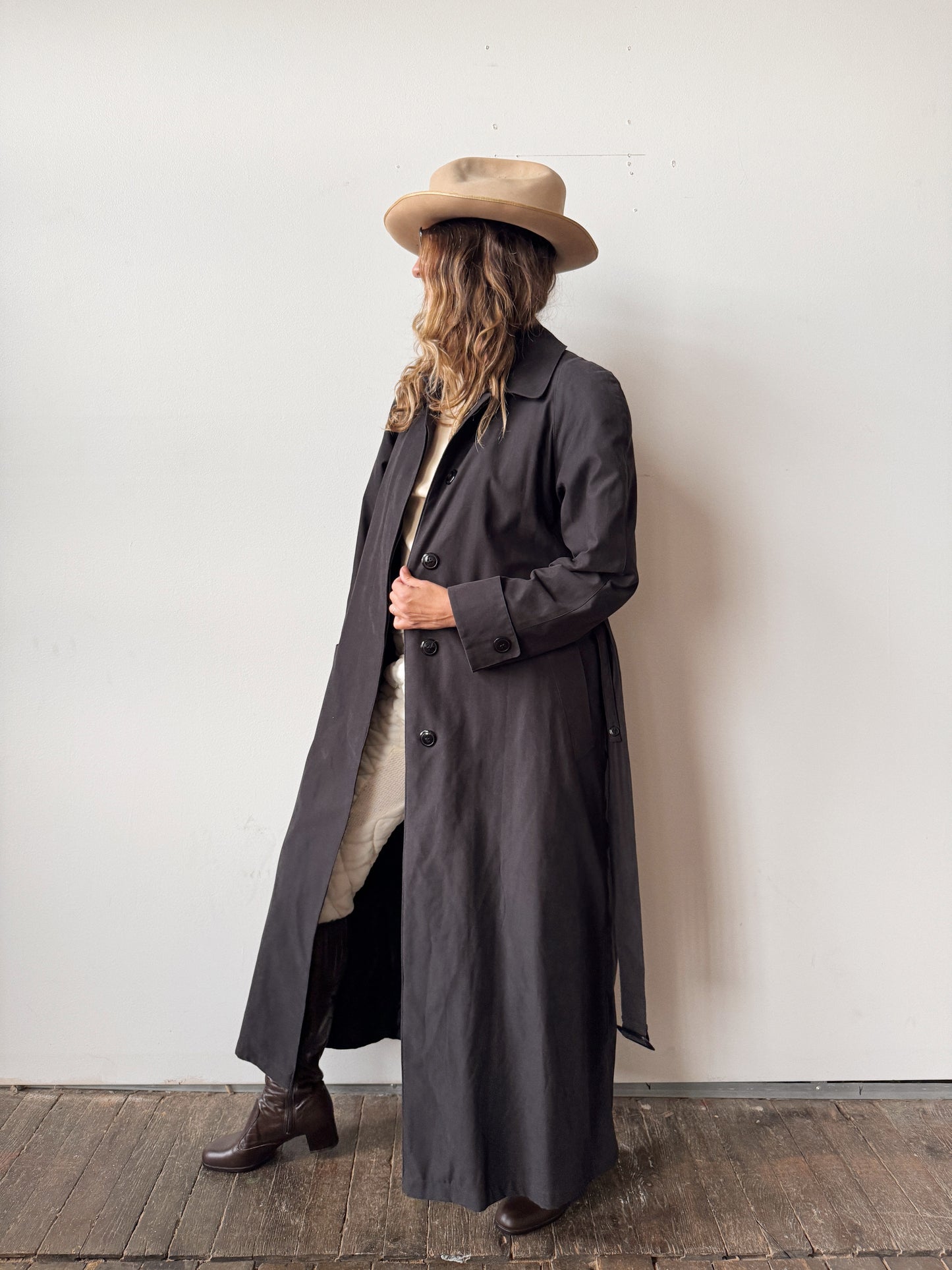 Harbor Soft Black 90s Trench Coat (S)
