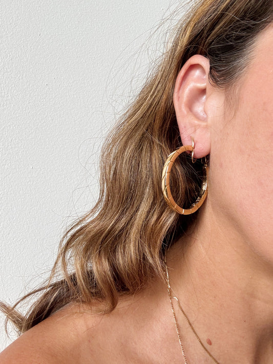 Textured Gold Tone Hoops