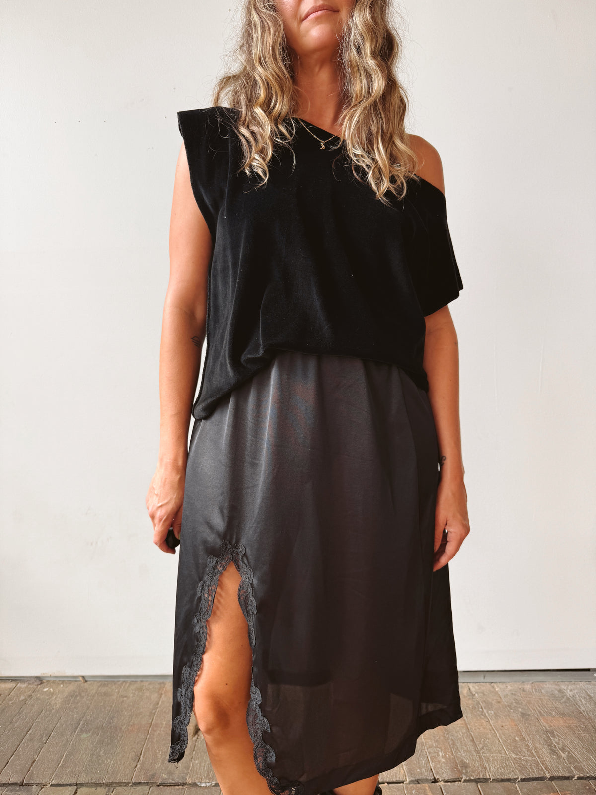 Zoran Velvet Off Shoulder 80s Blouse (M)
