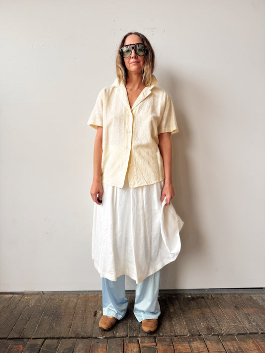 Butter Yellow Eyelet Summer Shirt (S)