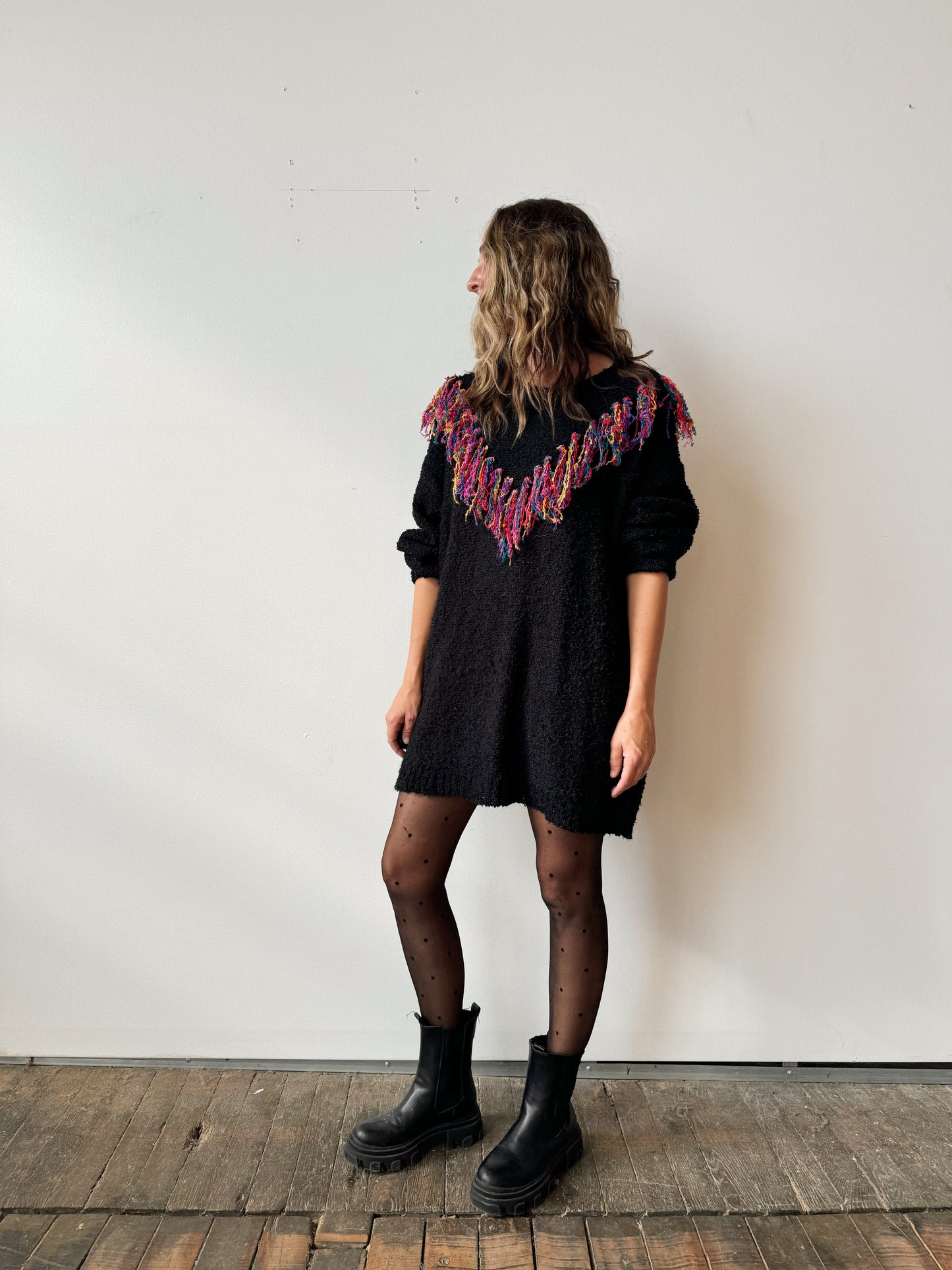 Fringe Oversize Knit Sweater (XL)