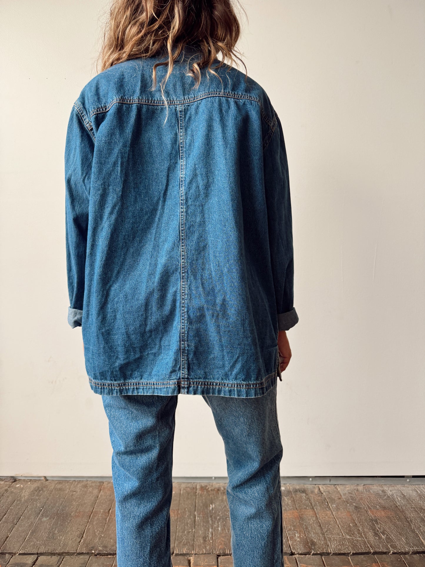 Purrrfect Cat Denim 90s Chore Coat (M)