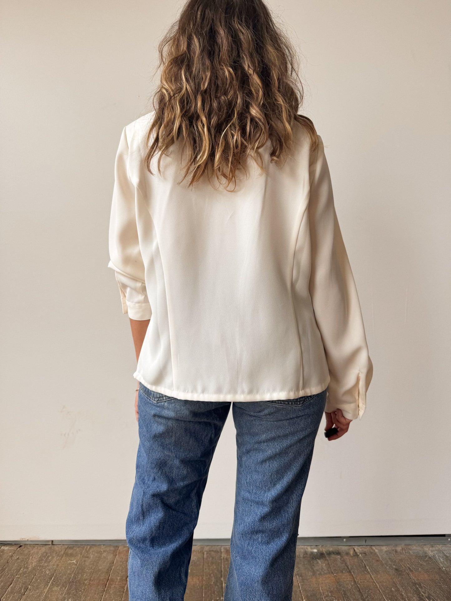 Embellished Ivory 90s Blouse (M)