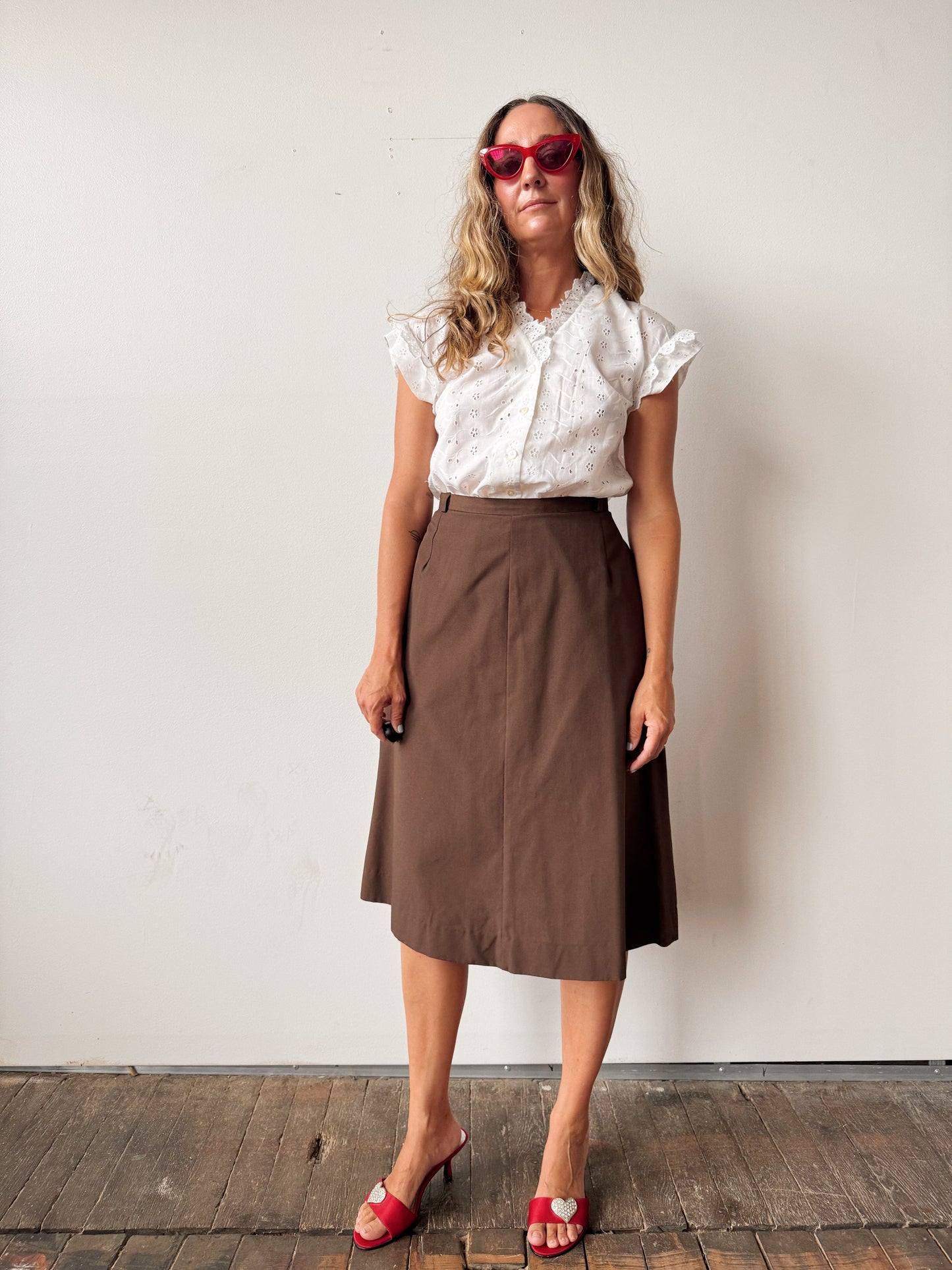 60s Cotton A-Line Skirt (28")
