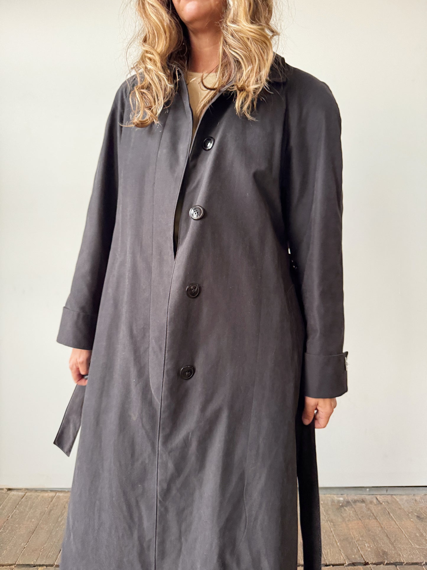 Harbor Soft Black 90s Trench Coat (S)
