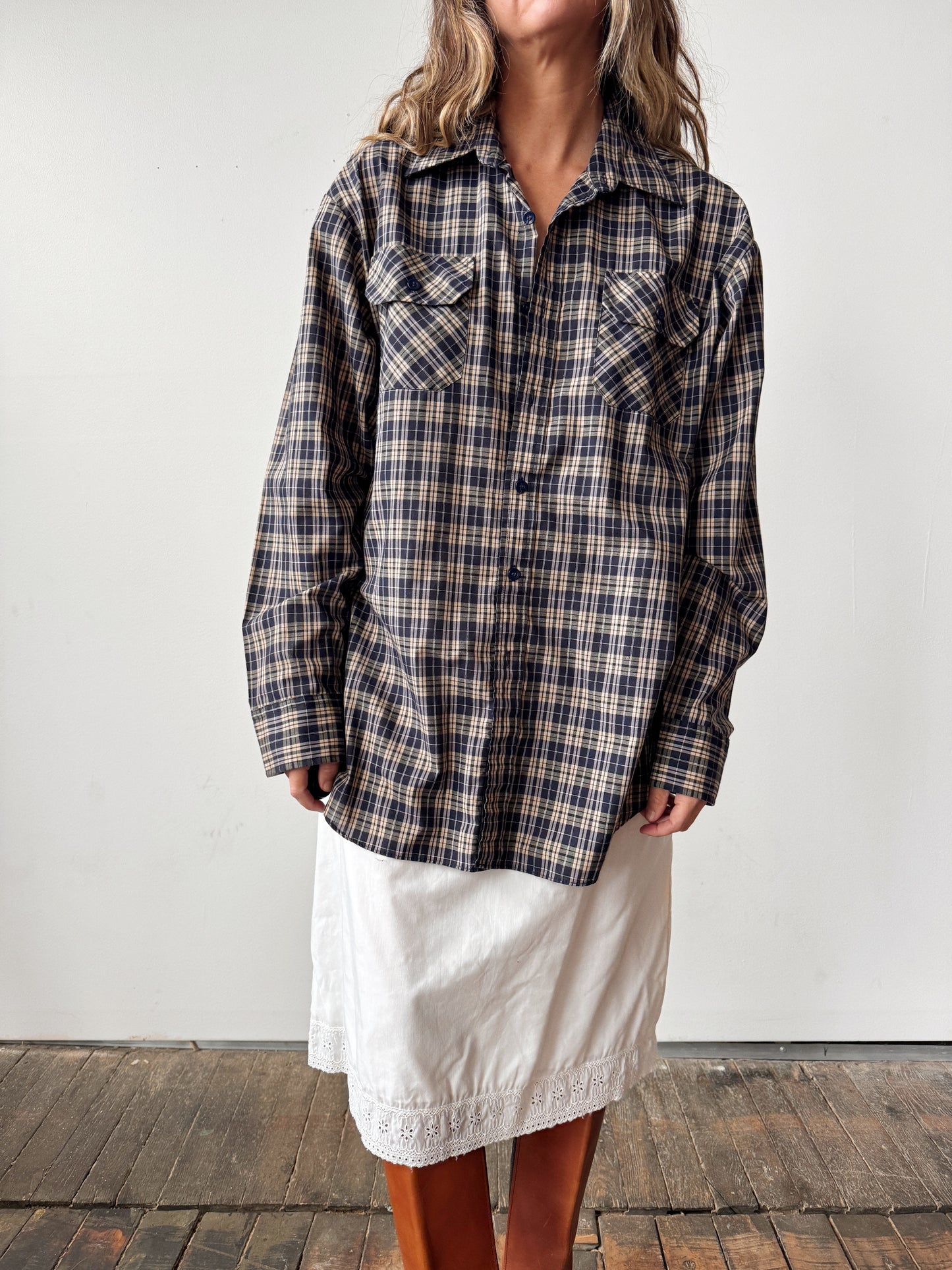 Kingsport 80s Blue Plaid (Mens L)