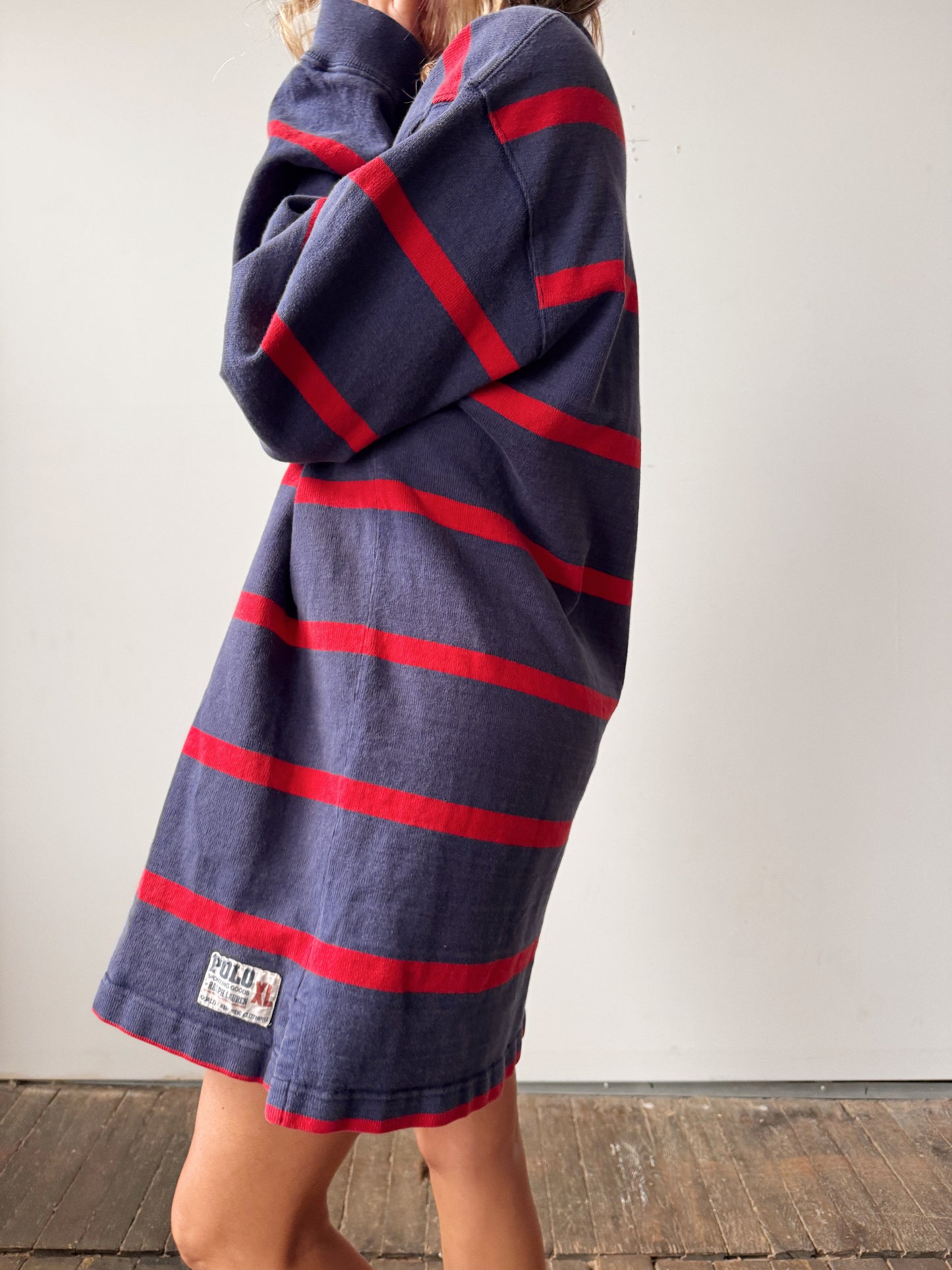 90s Heavyweight USA Made Striped Polo Shirt (XL)