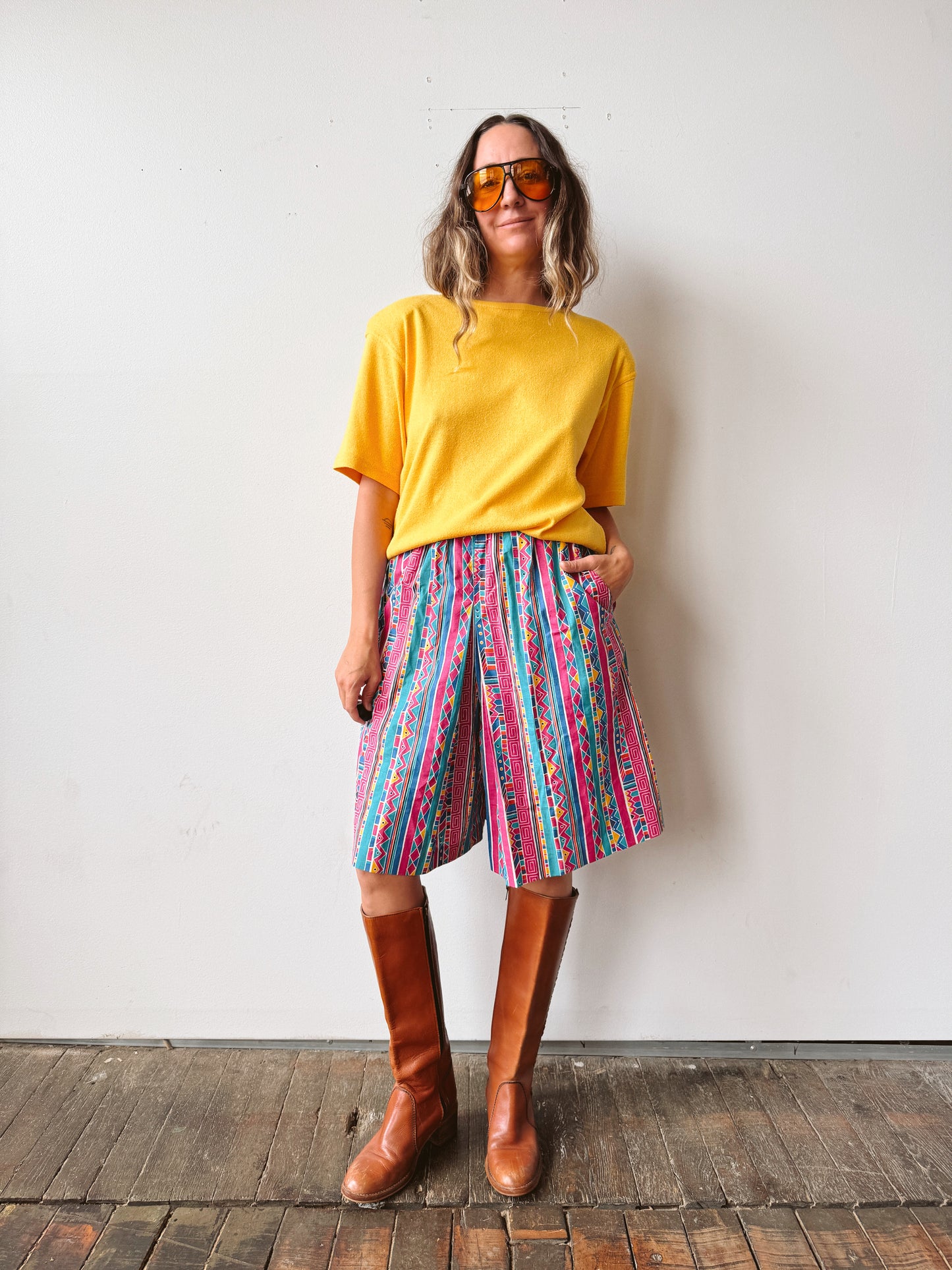 Geometric 90s Long Skort Shorts (26" elastic)
