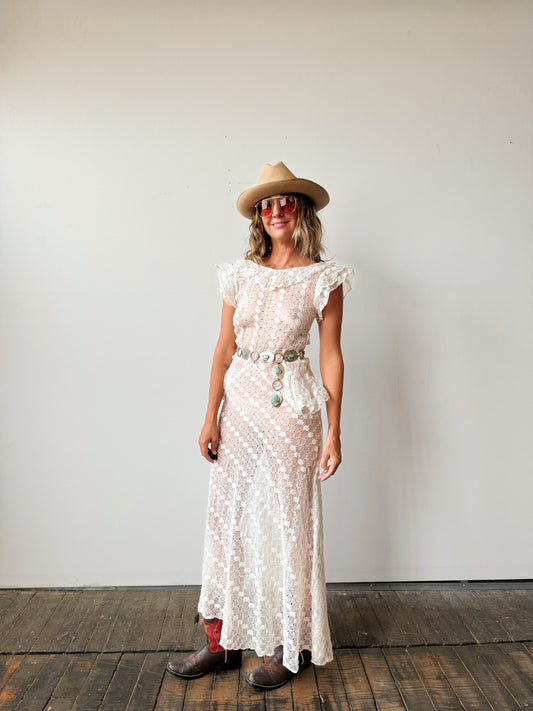 Edwardian Eyelet Sheer Dress (S/M)