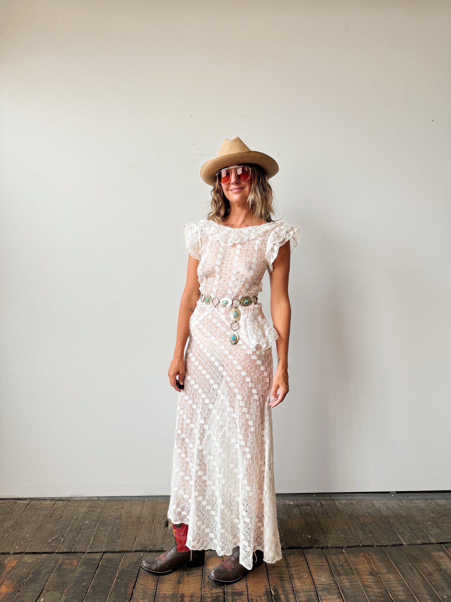 Edwardian Eyelet Sheer Dress (S/M)