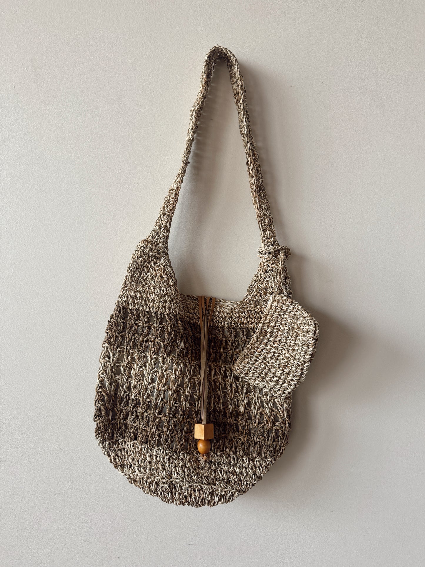 Seagrass and Paper Straw Hobo Shoulder Bag