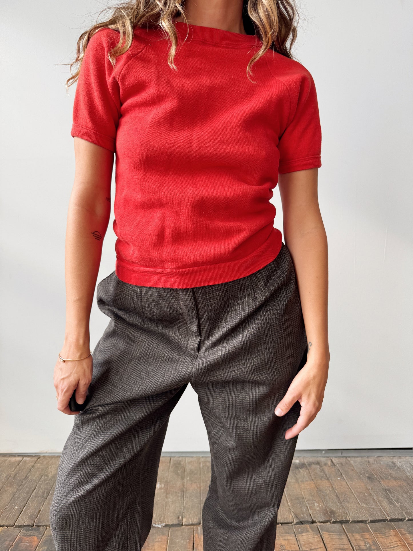 70s Crewneck Raglan Short Sleeve Sweatshirt (XS)