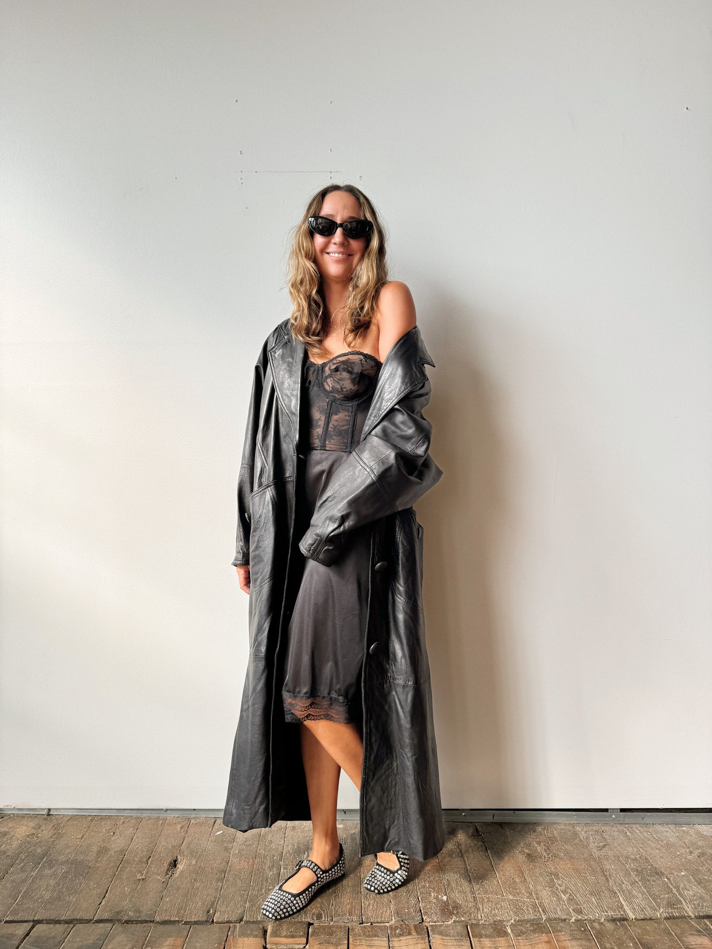 Leather 90s Oversize Trench (M)