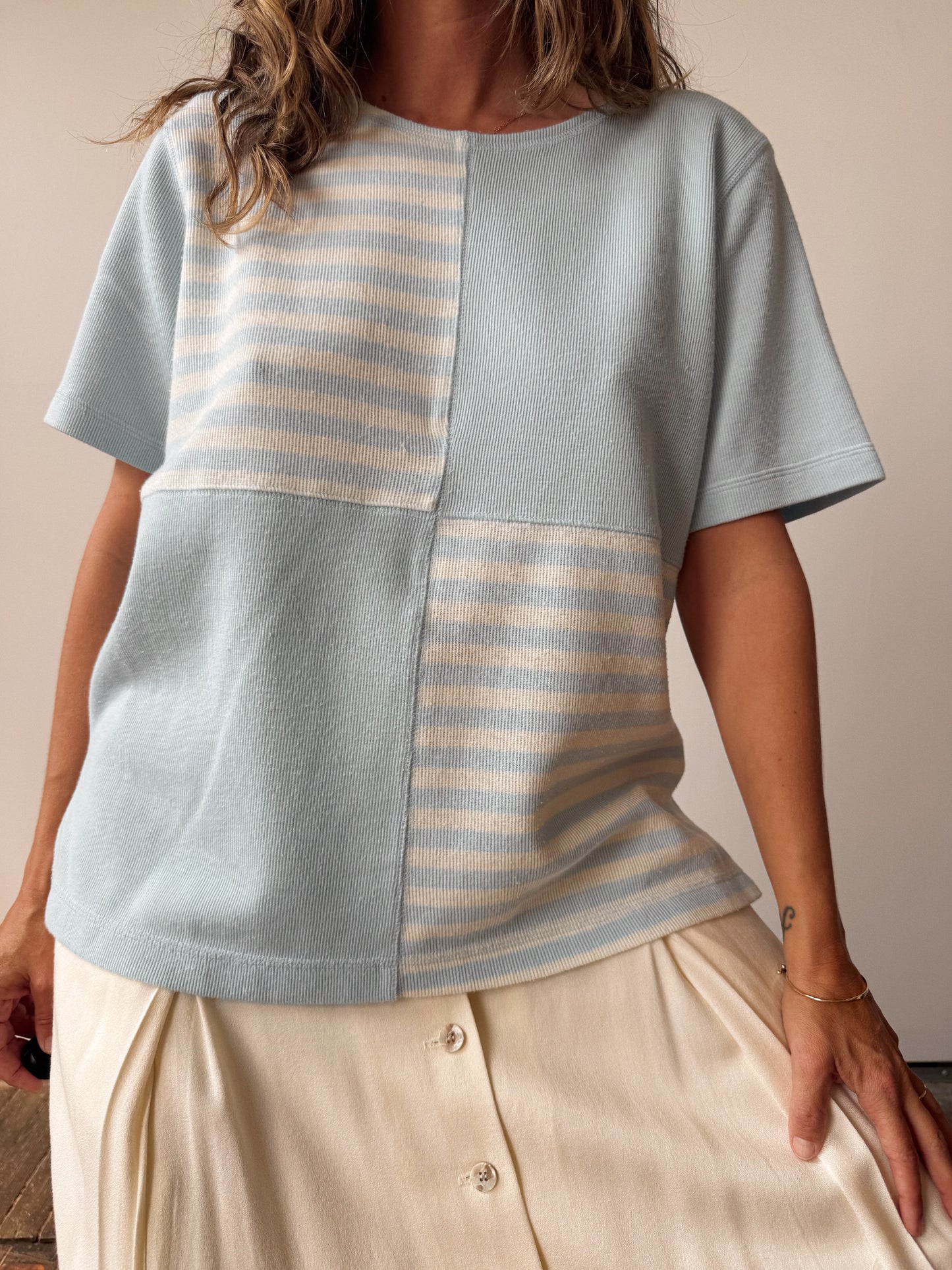 90s Striped and Constrast 90s Tops (M)
