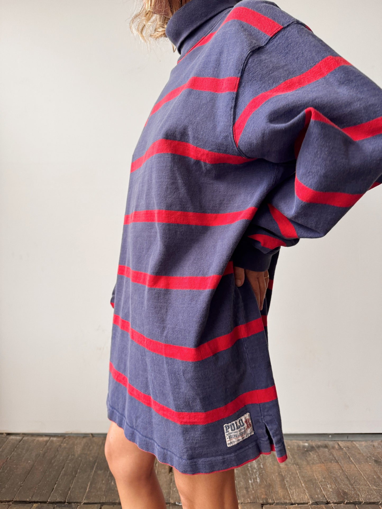 90s Heavyweight USA Made Striped Polo Shirt (XL)