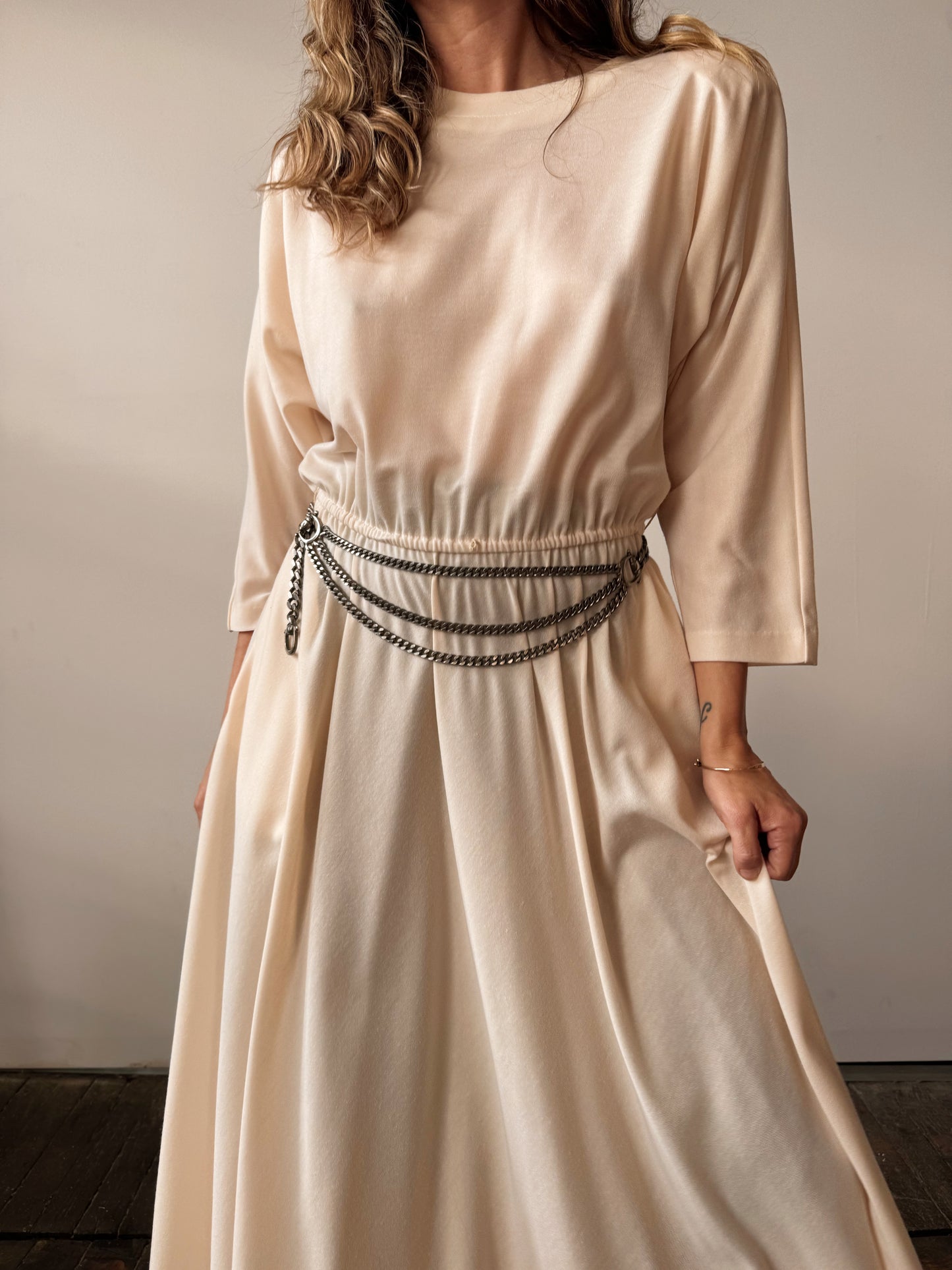 Cream 90s Dolman Sleeve Dress (M)